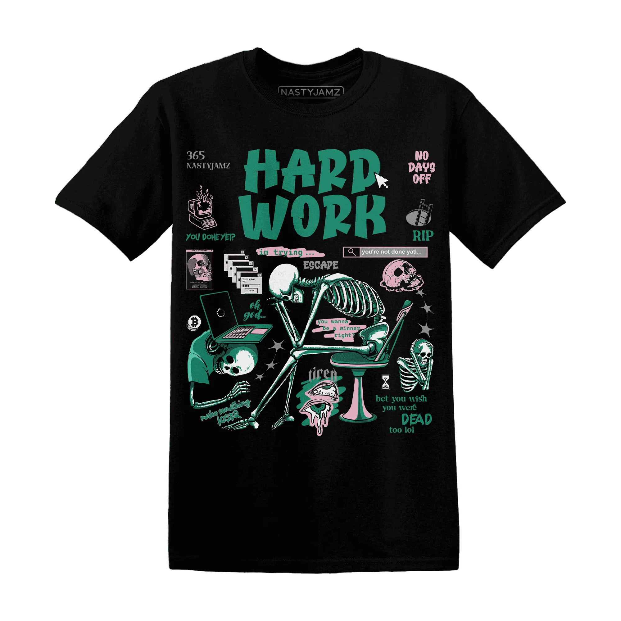NastyJamz-Dunk-Pink-Malachite-Medium-Soft-Low-Sail-T-Shirt-Match-Hard-Work