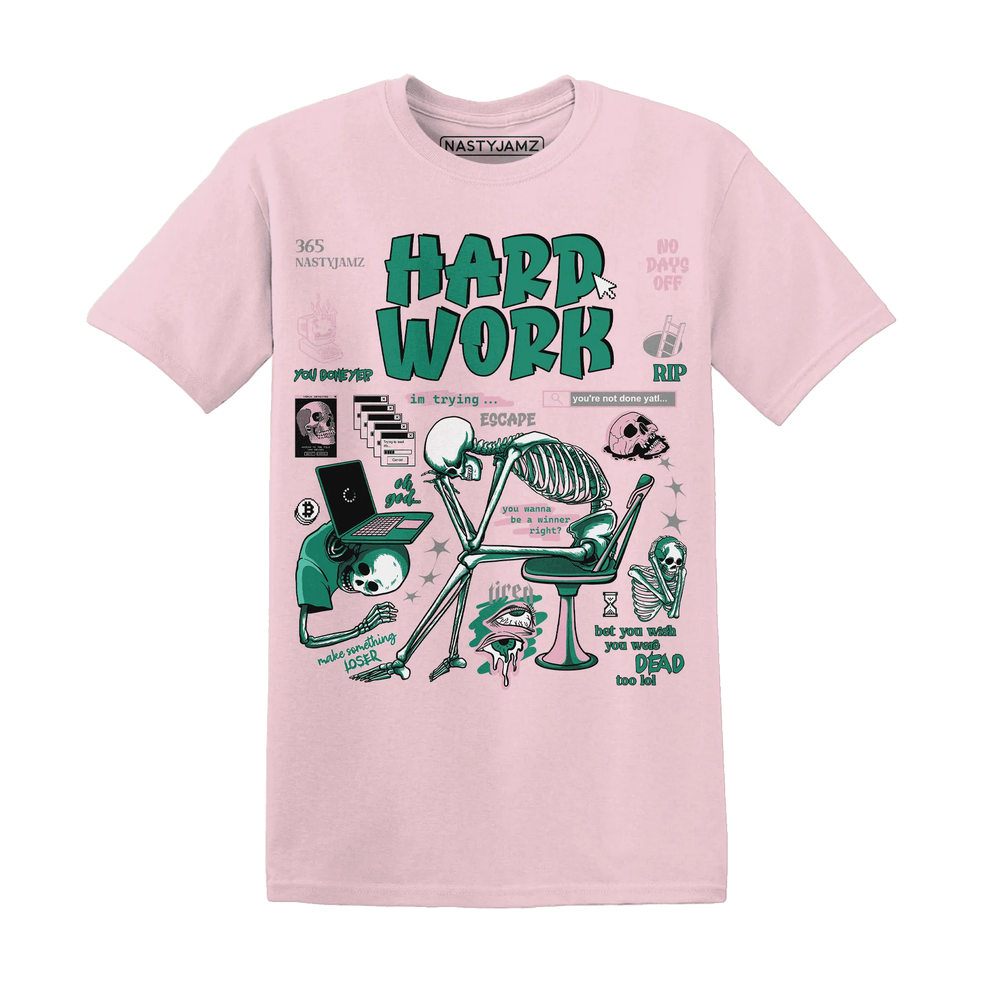 NastyJamz-Dunk-Pink-Malachite-Medium-Soft-Low-Sail-T-Shirt-Match-Hard-Work
