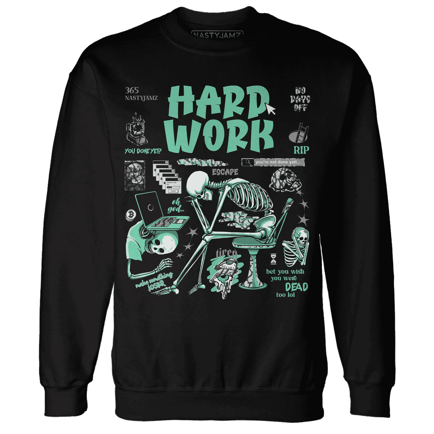 NastyJamz-Green-Glow-3s-Sweatshirt-Match-Hard-Work