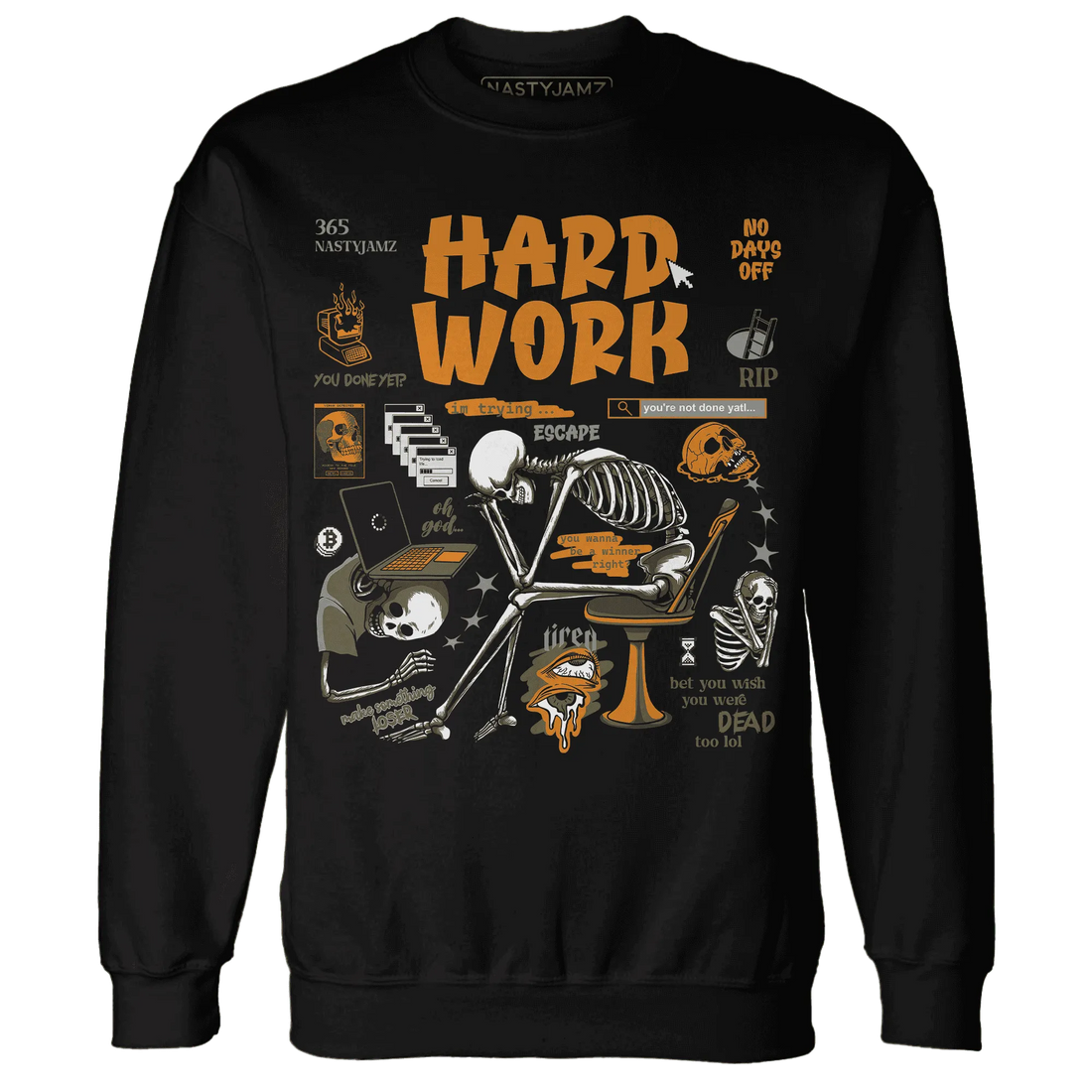NastyJamz-Olive-5s-Sweatshirt-Match-Hard-Work
