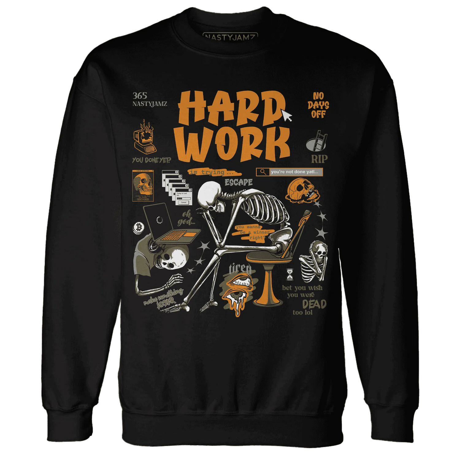 NastyJamz-Olive-5s-Sweatshirt-Match-Hard-Work