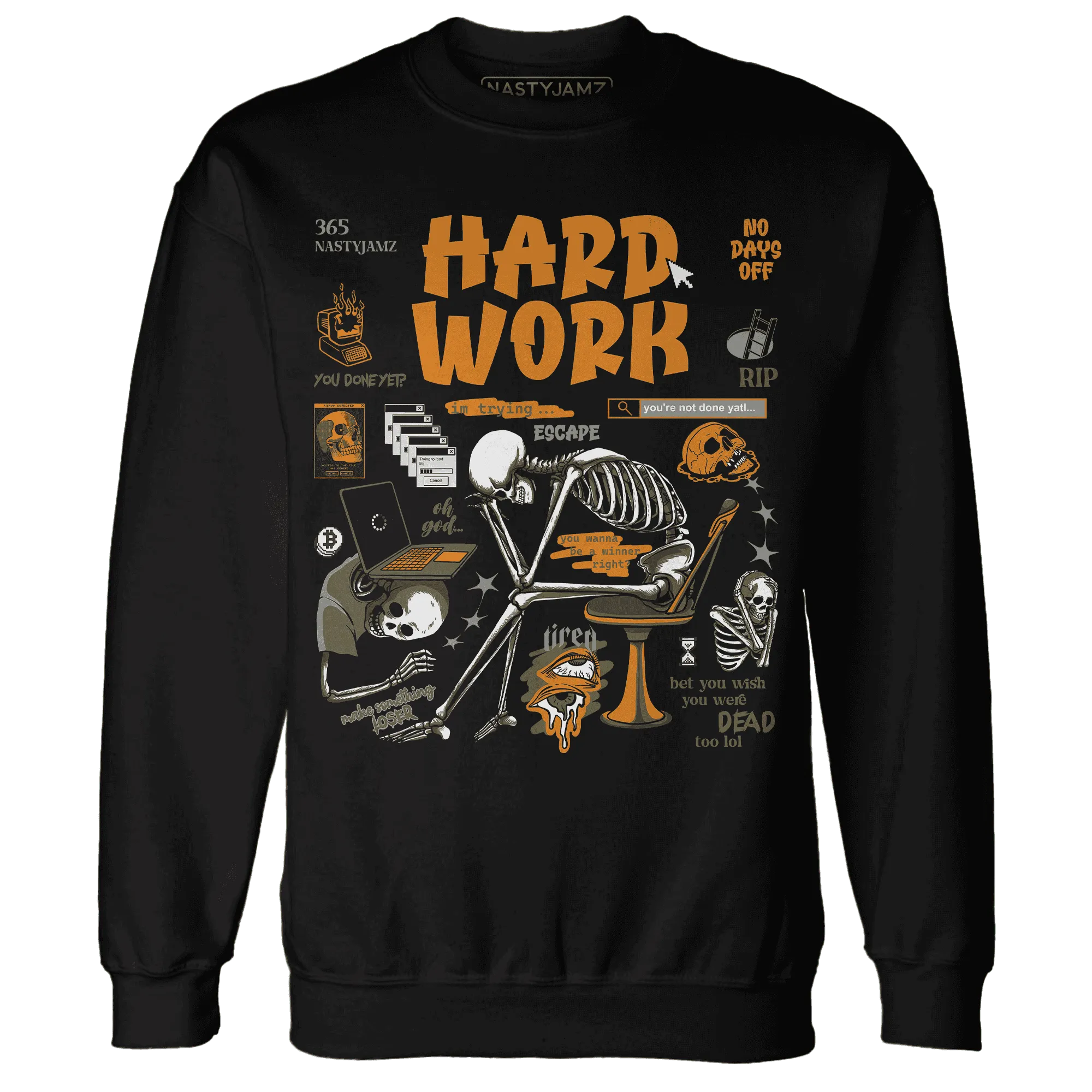 NastyJamz-Olive-5s-Sweatshirt-Match-Hard-Work