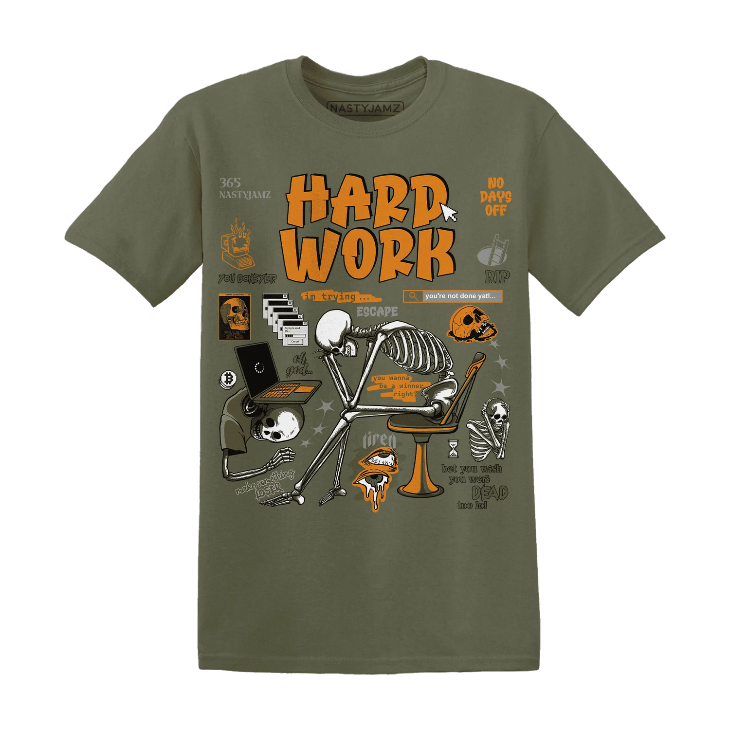 NastyJamz-Olive-5s-T-Shirt-Match-Hard-Work