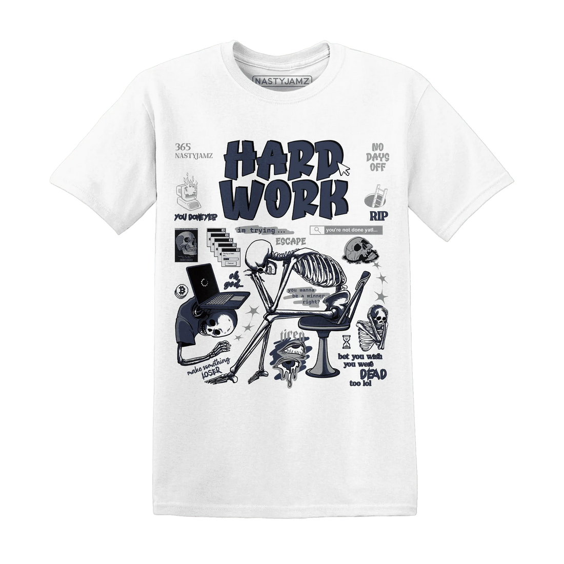 VaporMax-Plus-Midnight-Navy-White-Metallic-Silver-T-Shirt-Match-Hard-Work