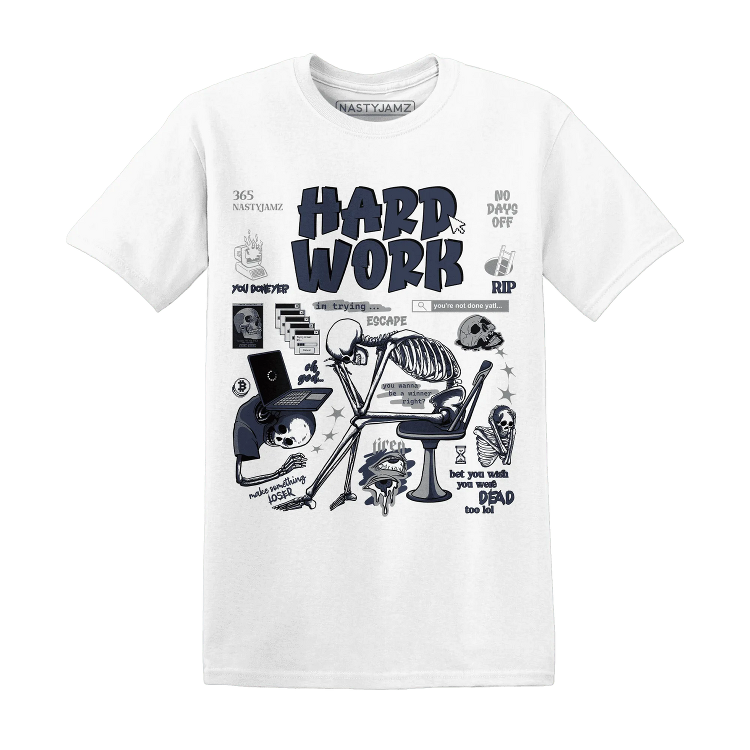 VaporMax-Plus-Midnight-Navy-White-Metallic-Silver-T-Shirt-Match-Hard-Work