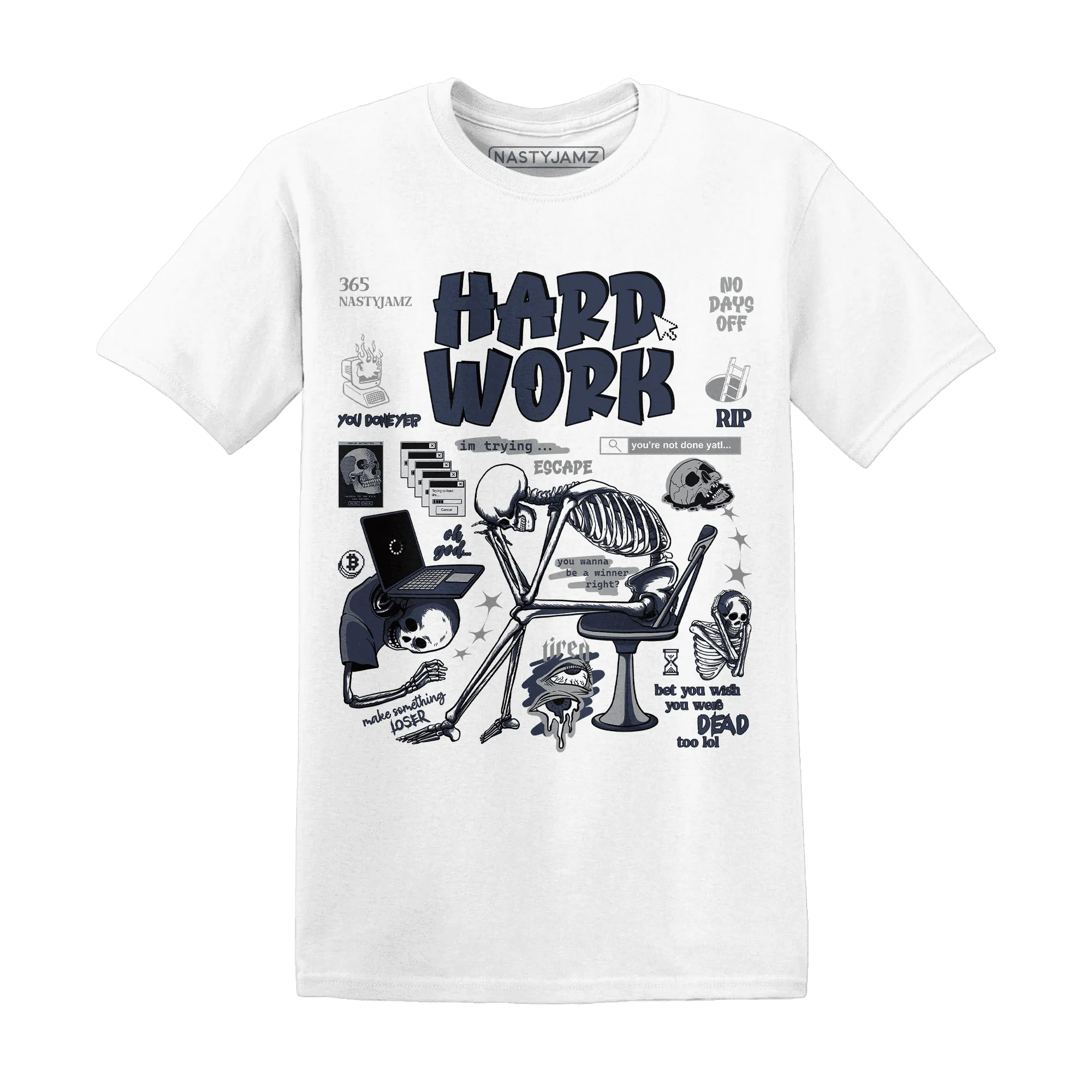 VaporMax-Plus-Midnight-Navy-White-Metallic-Silver-T-Shirt-Match-Hard-Work
