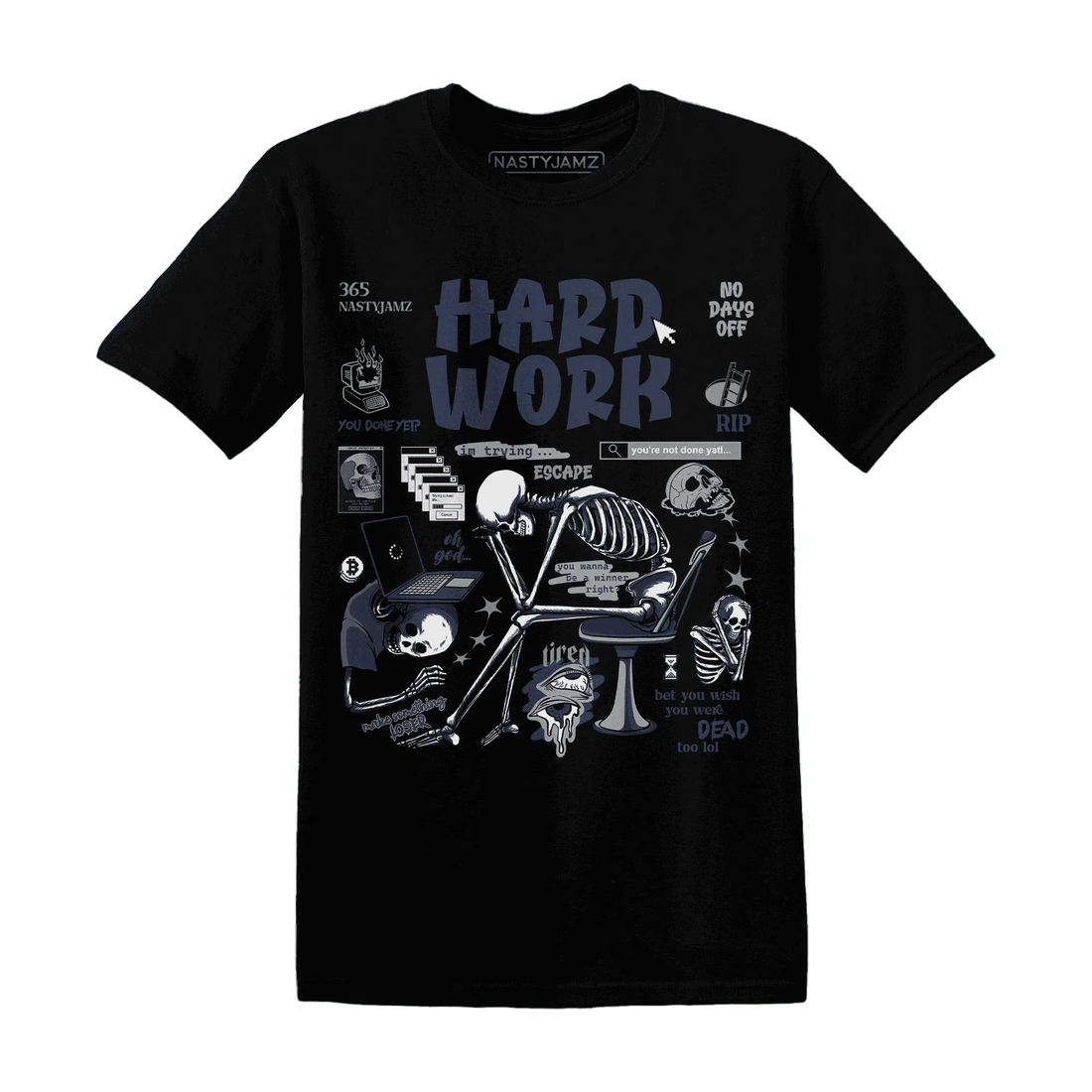 VaporMax-Plus-Midnight-Navy-White-Metallic-Silver-T-Shirt-Match-Hard-Work