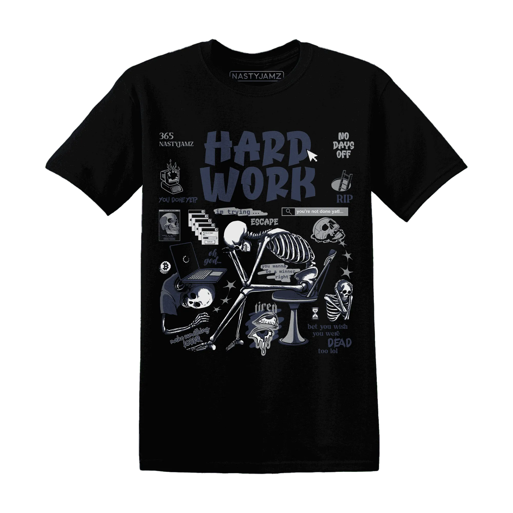 VaporMax-Plus-Midnight-Navy-White-Metallic-Silver-T-Shirt-Match-Hard-Work