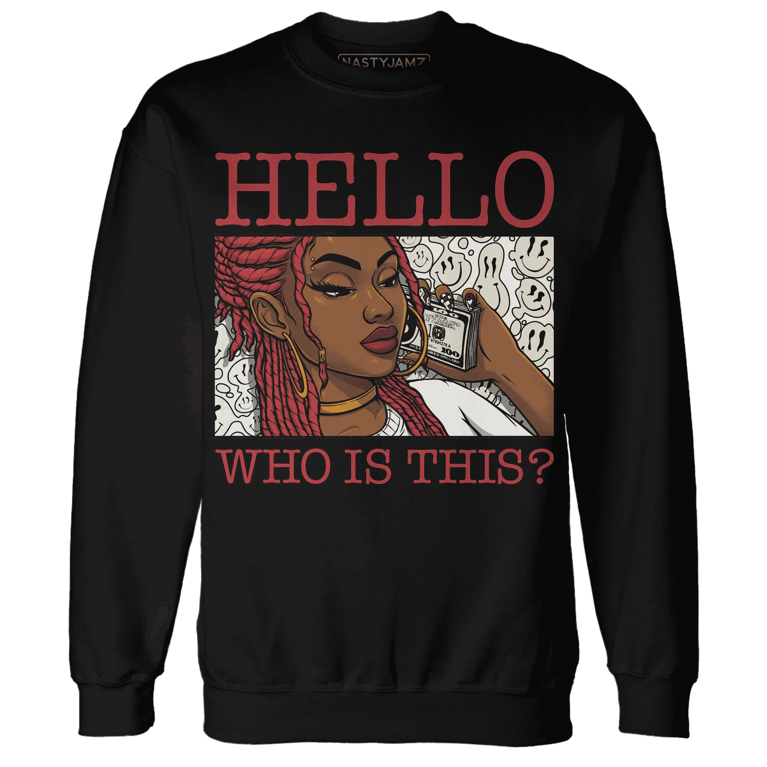 Black-Toe-Reimagined-Red-White-1s-NastyJamz-Sweatshirt-Match-Hello-Girl