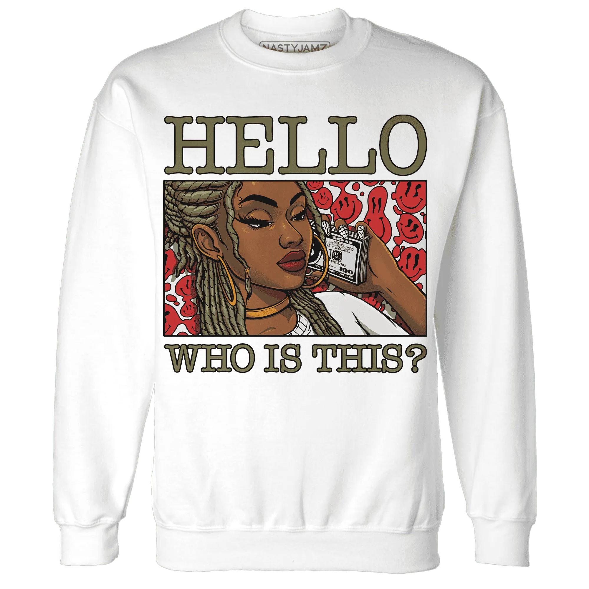 NastyJamz-Medium-Olive-1s-Sweatshirt-Match-Hello-Girl