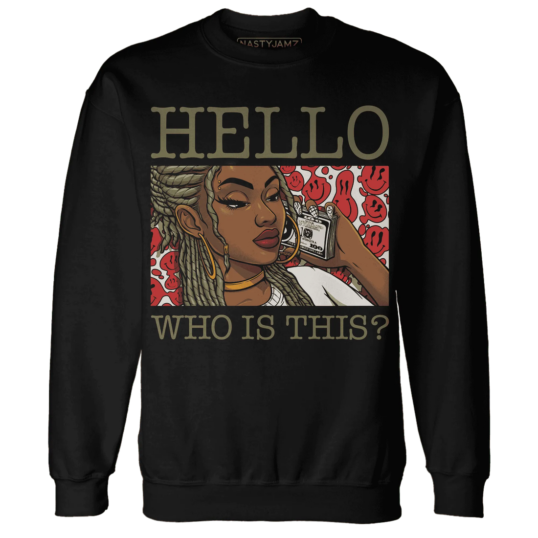 NastyJamz-Medium-Olive-1s-Sweatshirt-Match-Hello-Girl