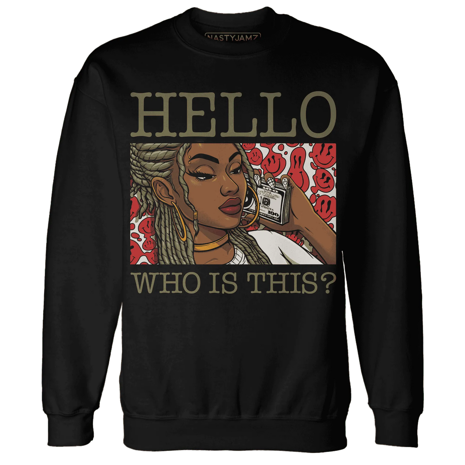 NastyJamz-Medium-Olive-1s-Sweatshirt-Match-Hello-Girl