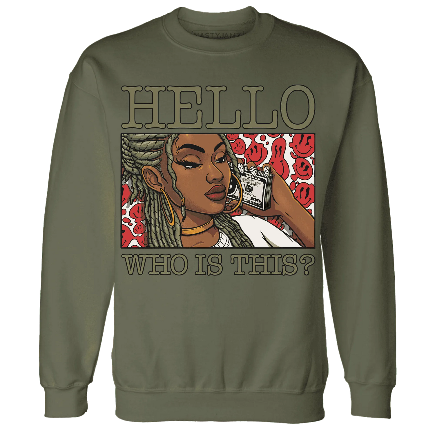 NastyJamz-Medium-Olive-1s-Sweatshirt-Match-Hello-Girl