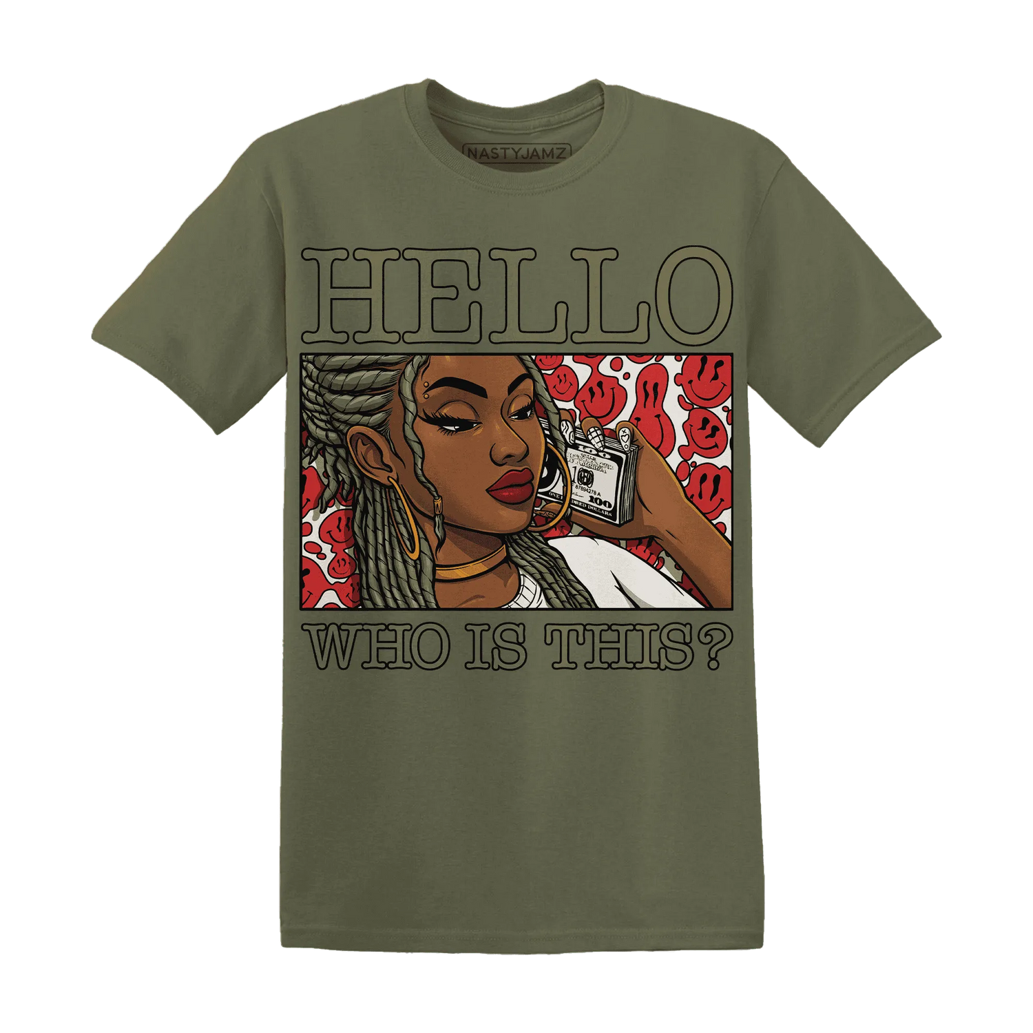 NastyJamz-Medium-Olive-1s-T-Shirt-Match-Hello-Girl