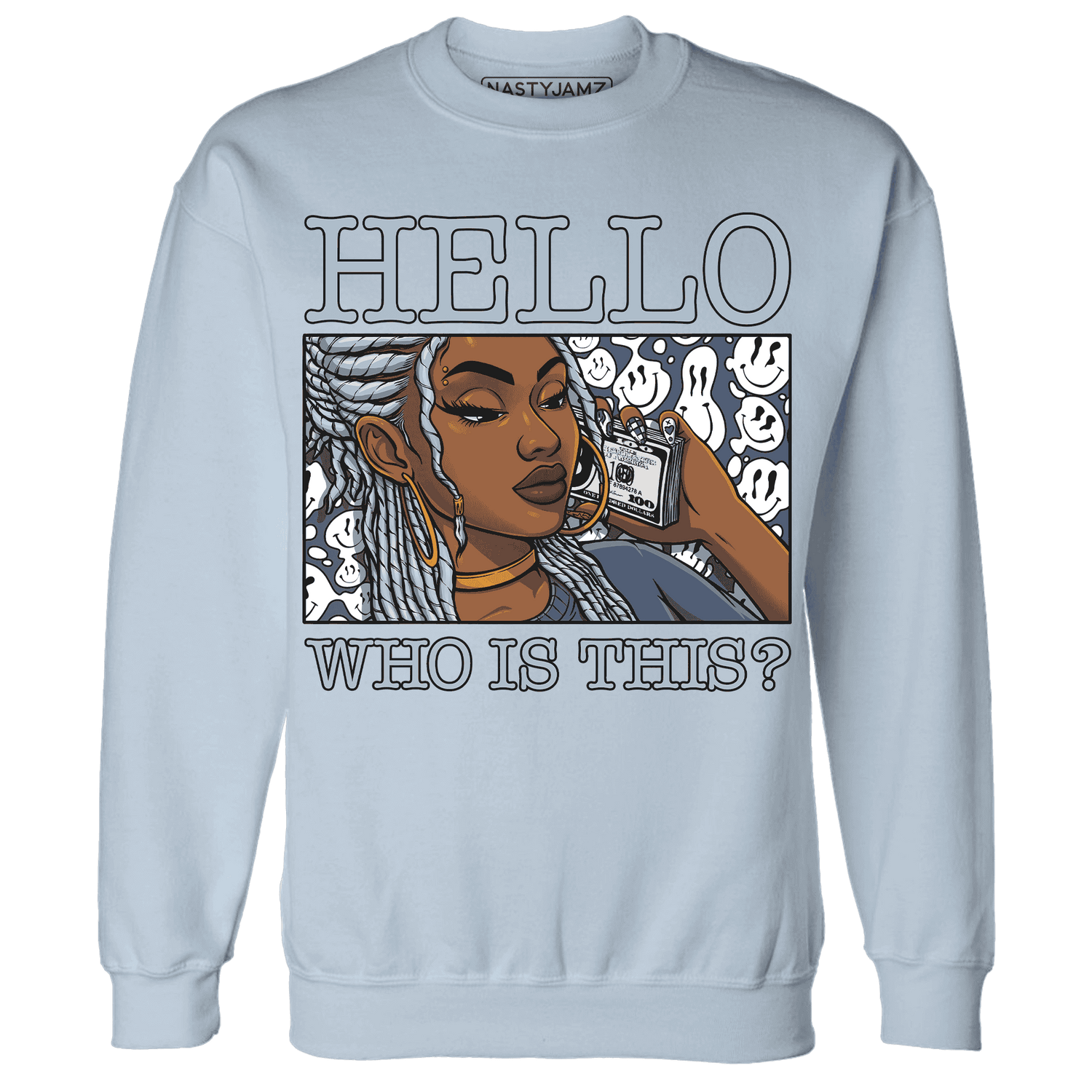 Mid-Diffused-Blue-Grey-1s-Sweatshirt-Match-Hello-Girl