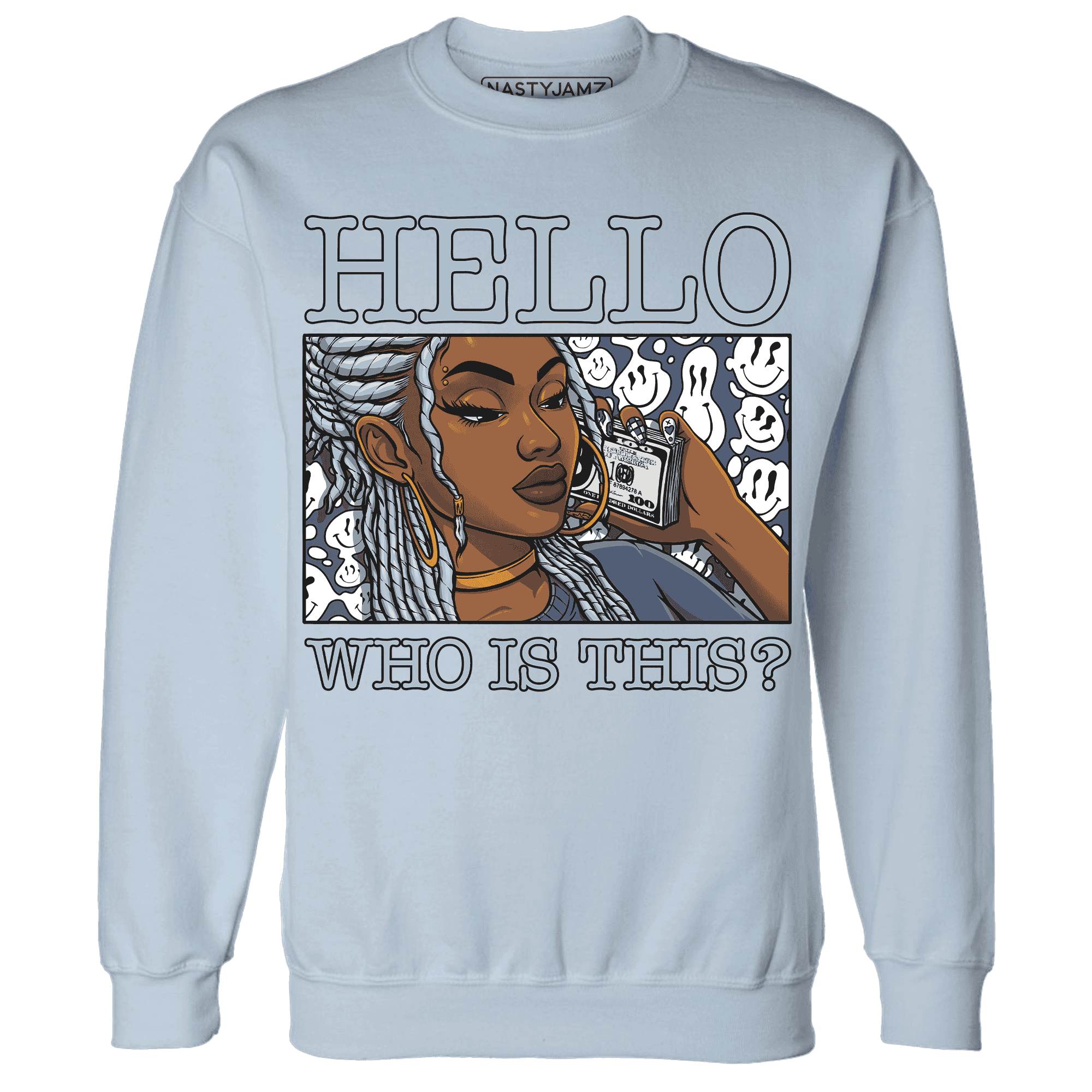 Mid-Diffused-Blue-Grey-1s-Sweatshirt-Match-Hello-Girl
