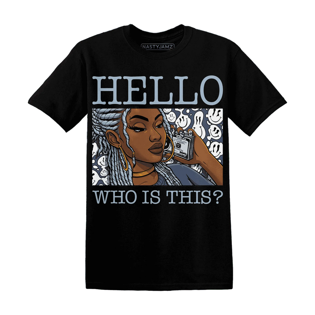 Mid-Diffused-Blue-Grey-1s-T-Shirt-Match-Hello-Girl