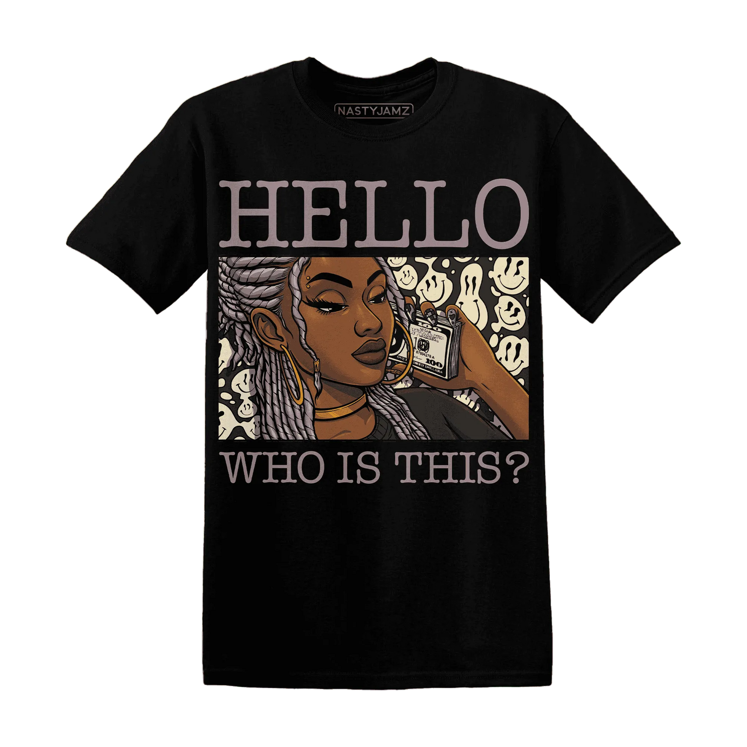 NastyJamz-Black-Violet-Ore-3s-T-Shirt-Match-Hello-Girl