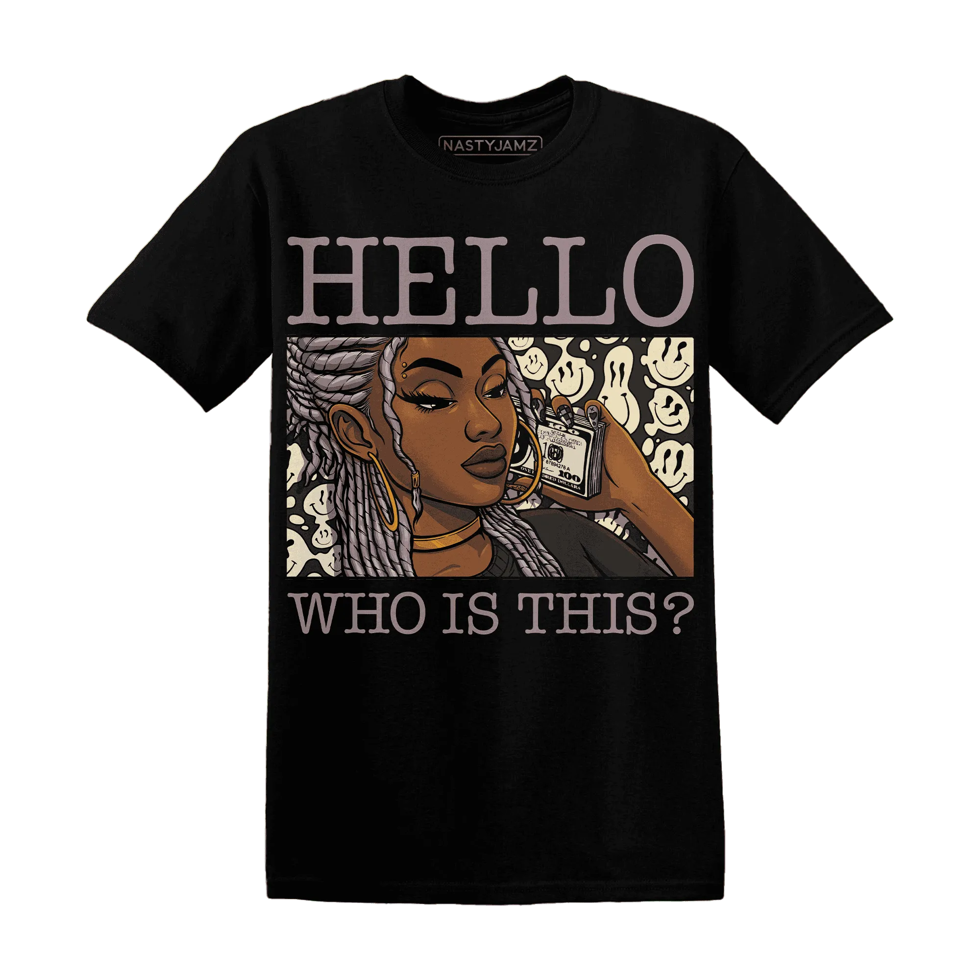 NastyJamz-Black-Violet-Ore-3s-T-Shirt-Match-Hello-Girl