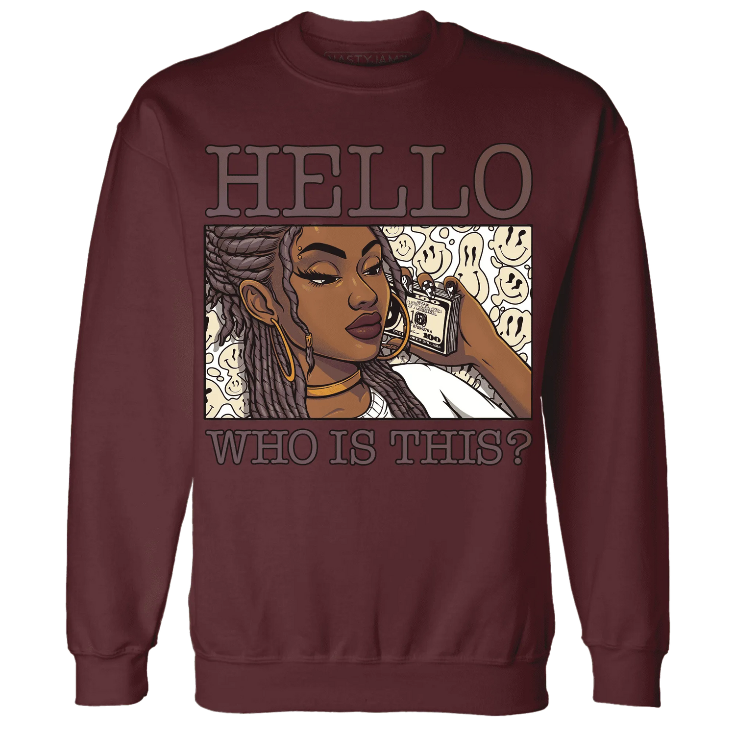 NastyJamz-Burgundy-Crush-3s-Sweatshirt-Match-Hello-Girl