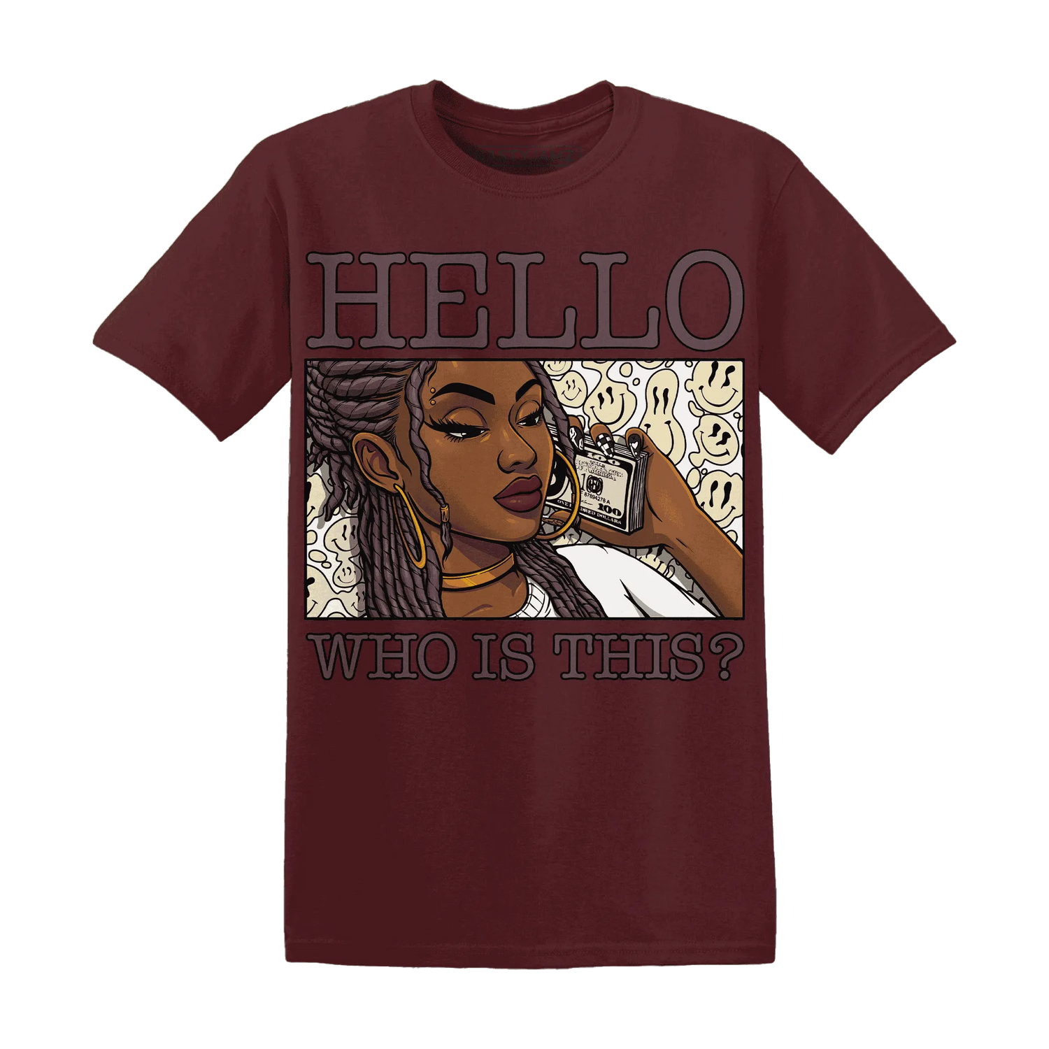 NastyJamz-Burgundy-Crush-3s-T-Shirt-Match-Hello-Girl