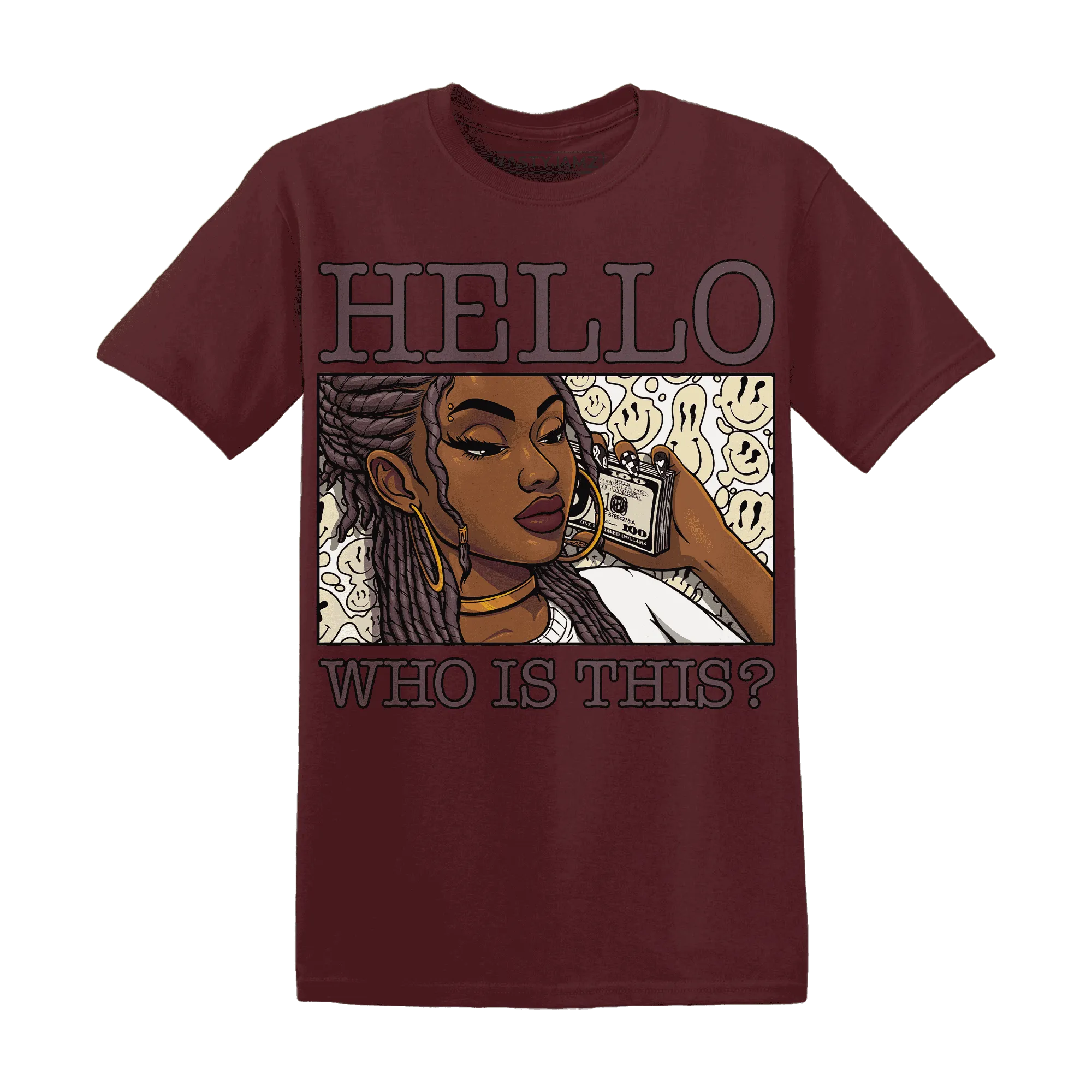 NastyJamz-Burgundy-Crush-3s-T-Shirt-Match-Hello-Girl