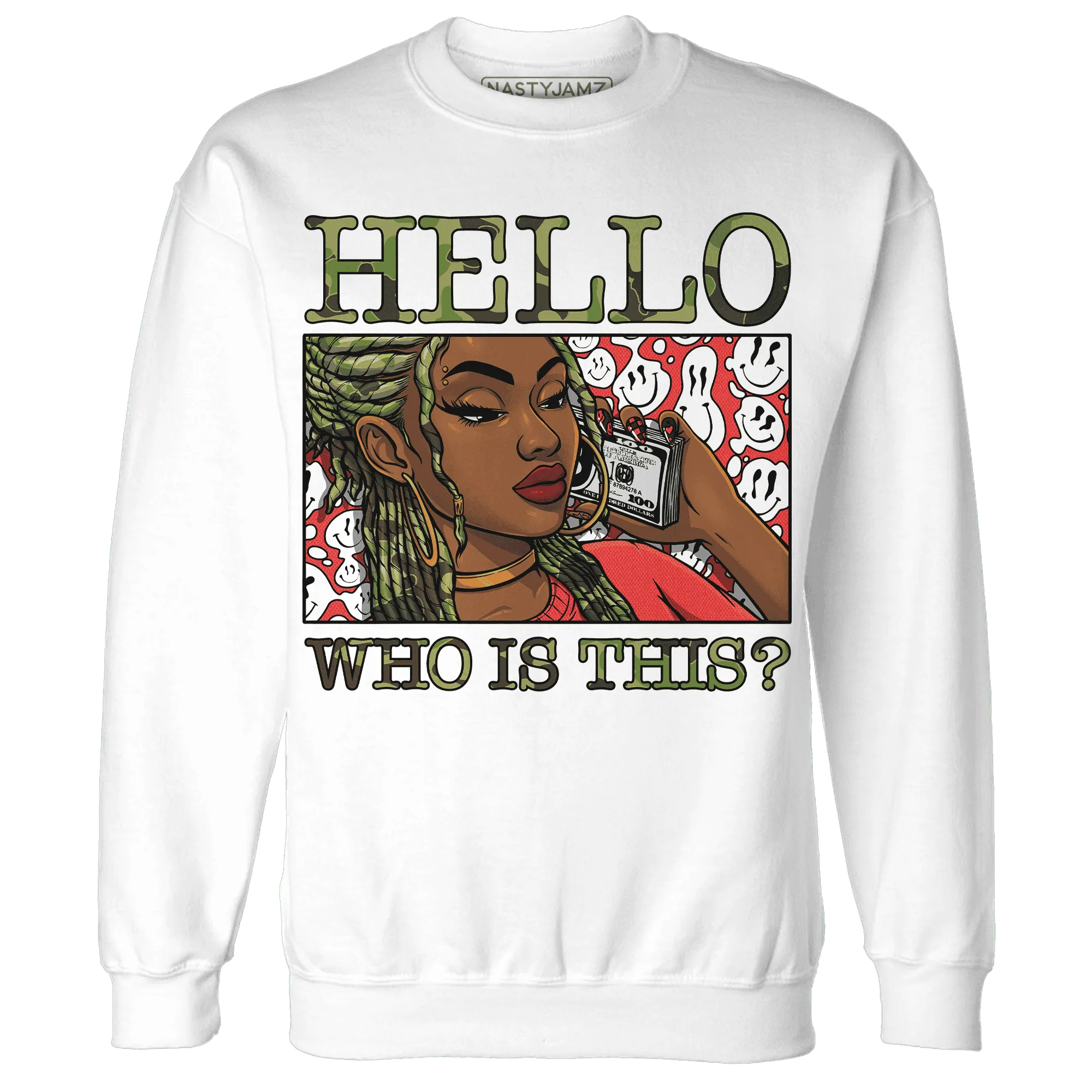 AM-90-Dark-Sage-Solar-Red-NastyJamz-Sweatshirt-Match-Hello-Girl