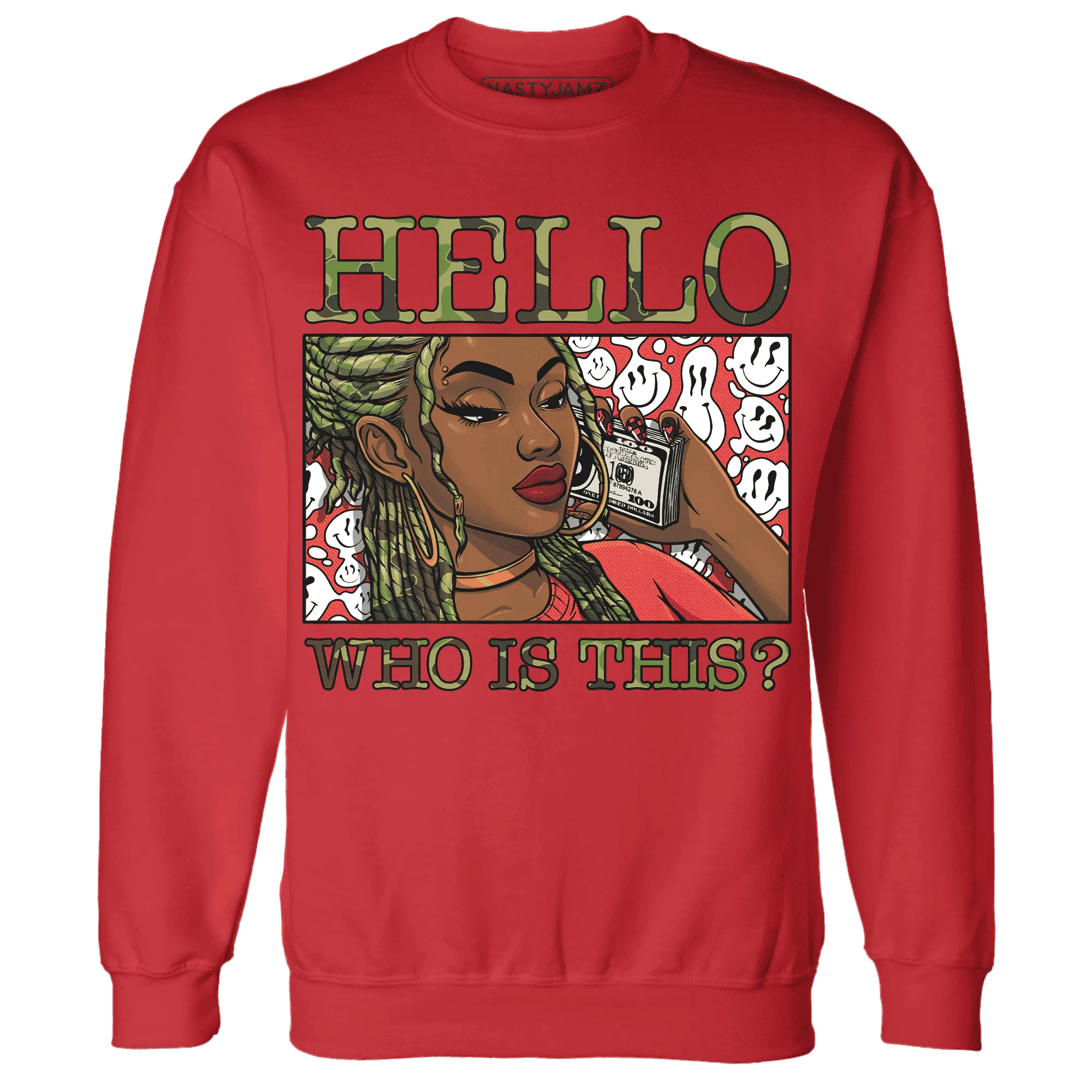 AM-90-Dark-Sage-Solar-Red-NastyJamz-Sweatshirt-Match-Hello-Girl