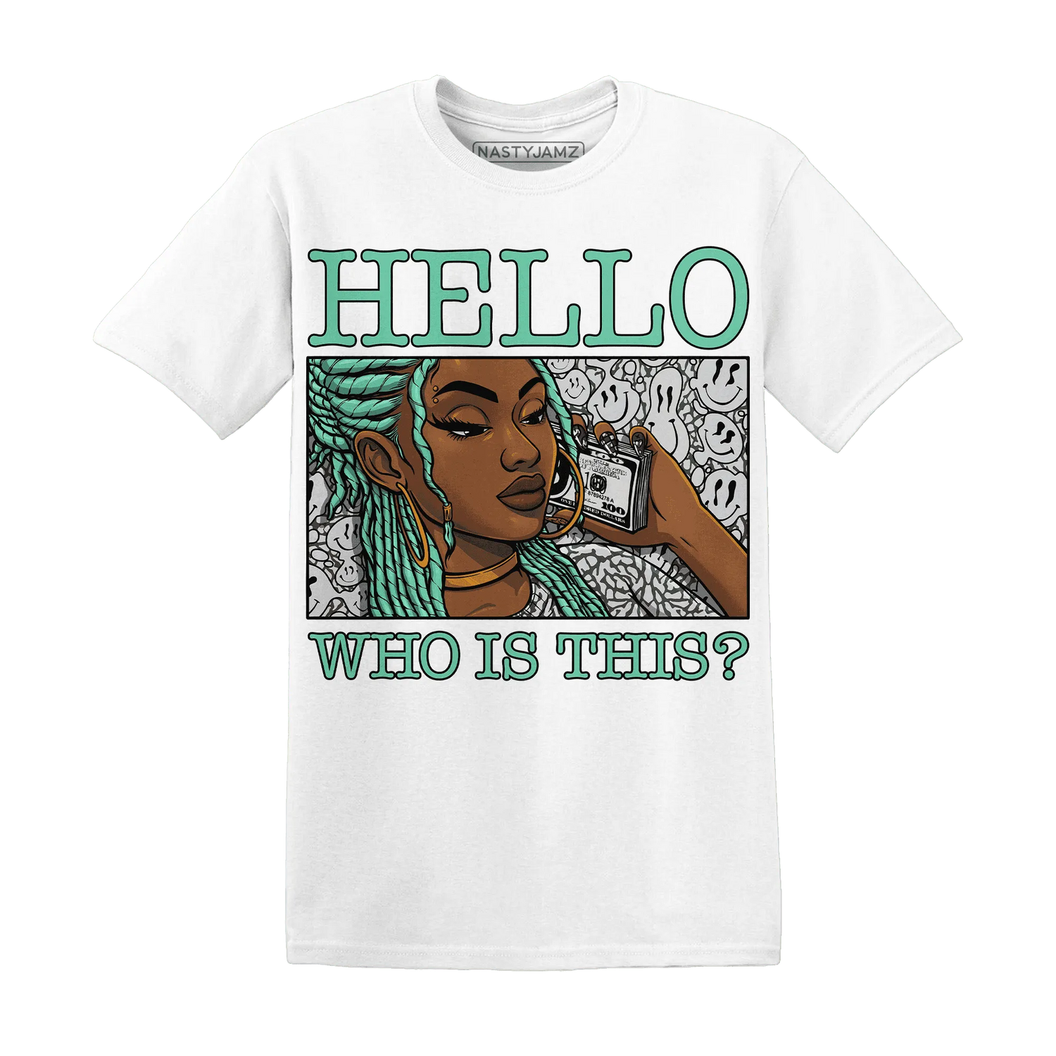 Green-Glow-3s-T-Shirt-Match-Hello-Girl