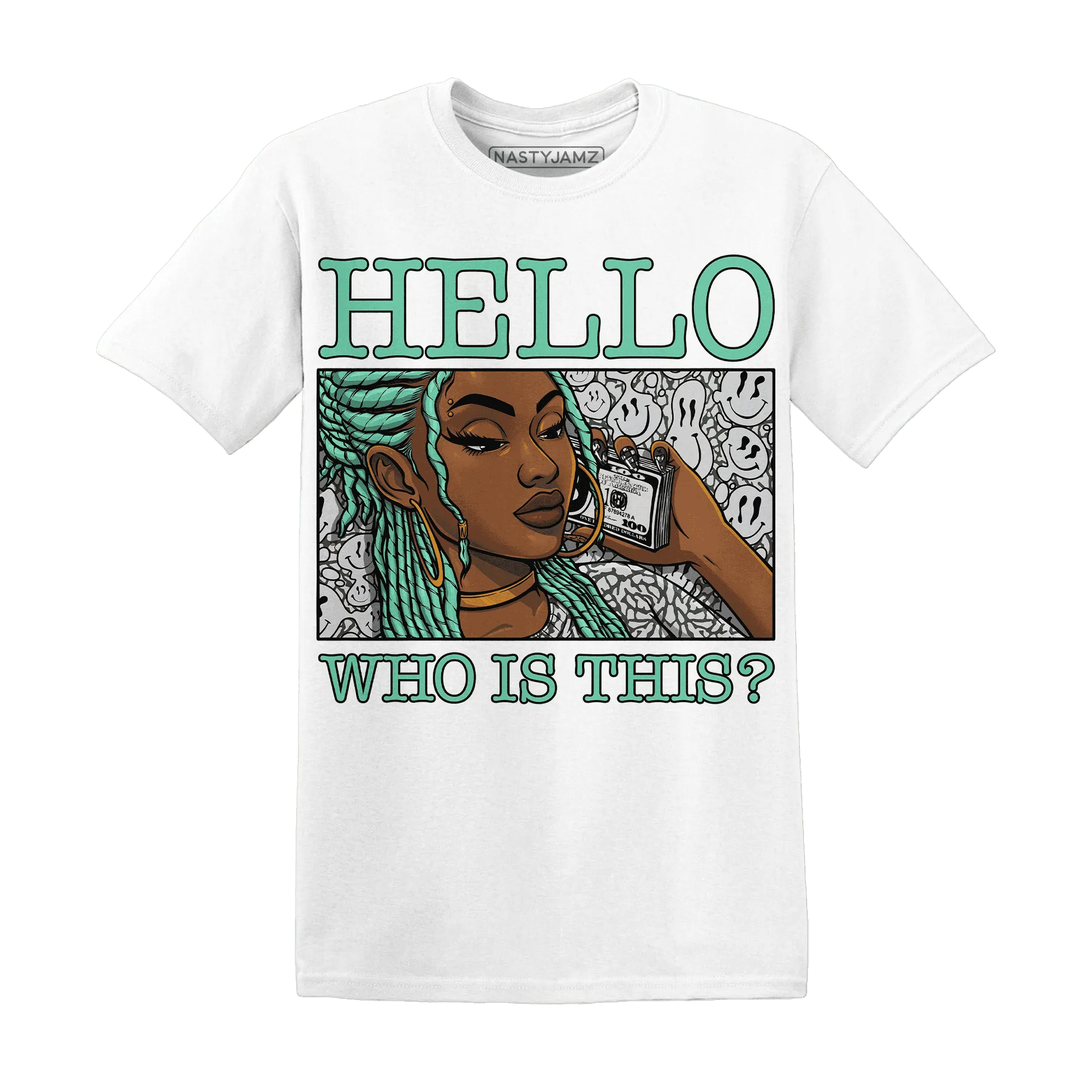 Green-Glow-3s-T-Shirt-Match-Hello-Girl