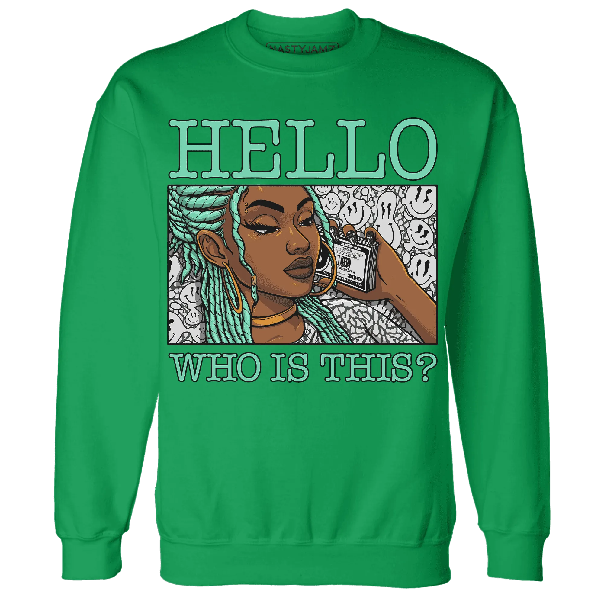 Green-Glow-3s-Sweatshirt-Match-Hello-Girl