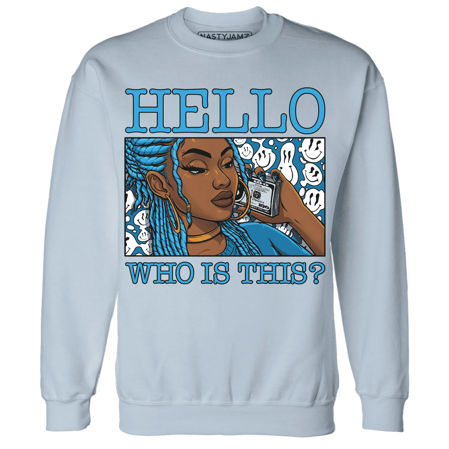 Powder-Blue-9s-Sweatshirt-Match-Hello-Girl
