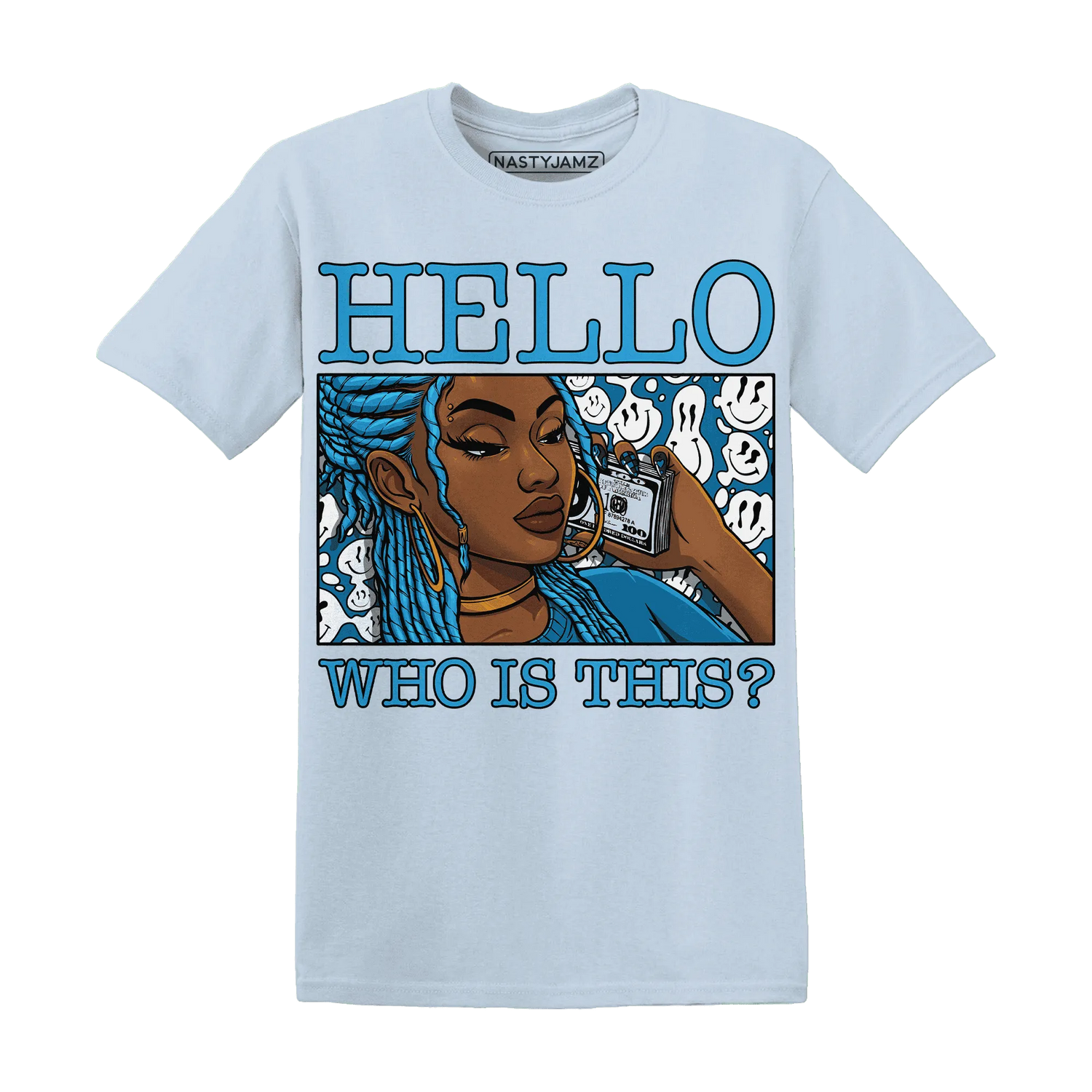 Powder-Blue-9s-T-Shirt-Match-Hello-Girl