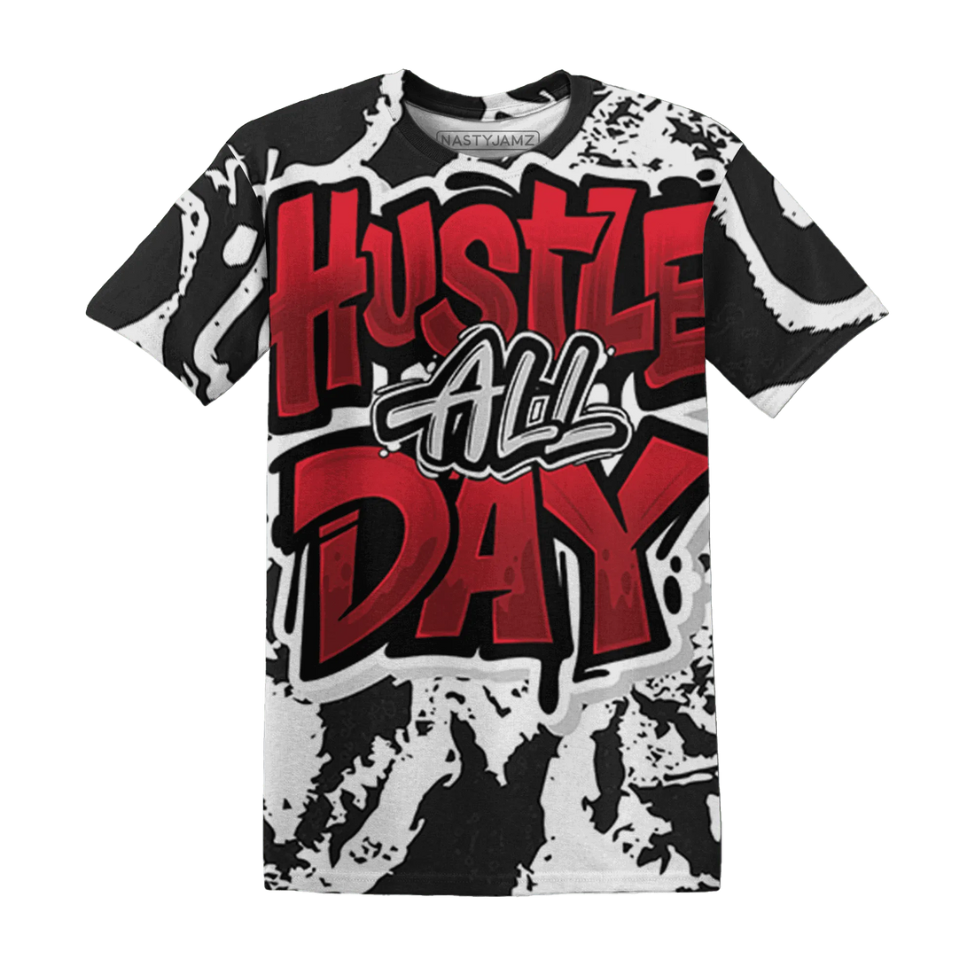 Retro-Red-Taxi-12s-T-Shirt-Match-Hustle-All-Day-3D