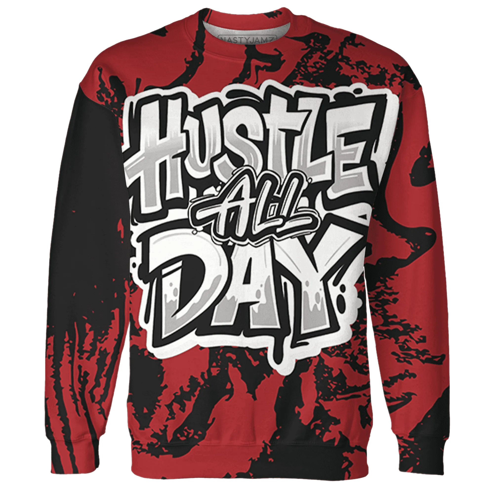 Black-Toe-Reimagined-Red-White-1s-NastyJamz-Sweatshirt-Match-Hustle-All-Day-3D