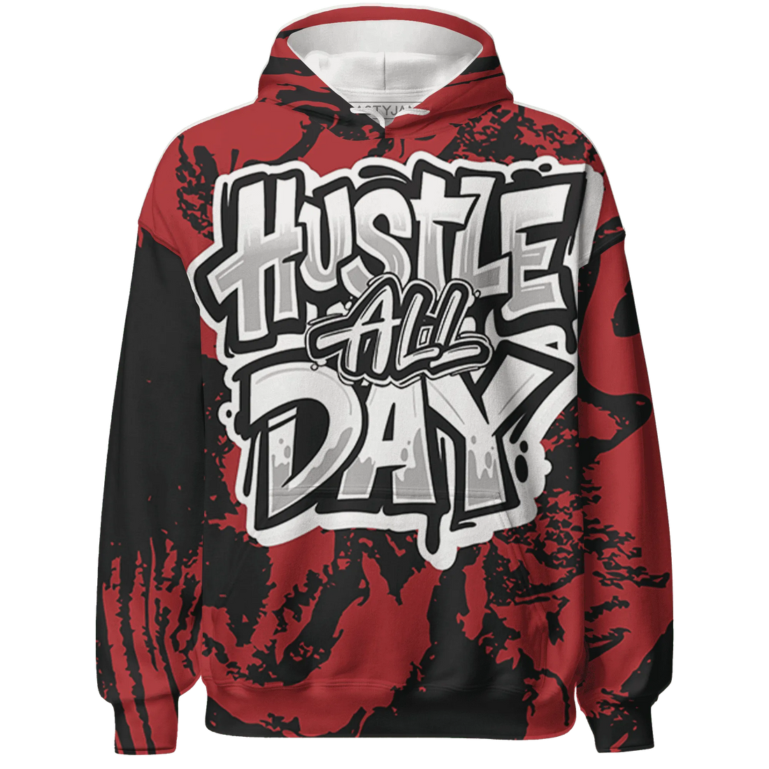 Black-Toe-Reimagined-Red-White-1s-NastyJamz-Hoodie-Match-Hustle-All-Day-3D