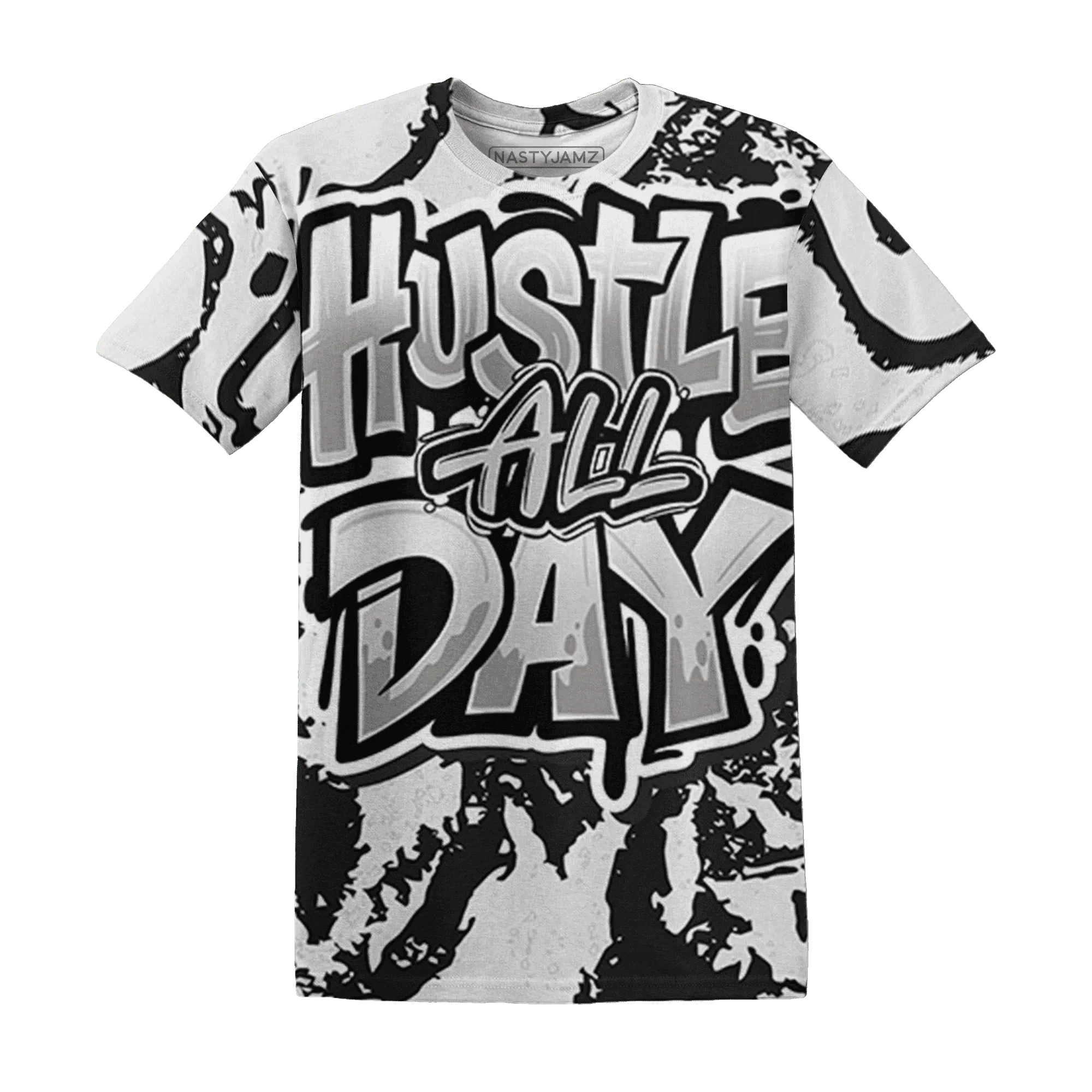 White-Thunder-4s-T-Shirt-Match-Hustle-All-Day-3D