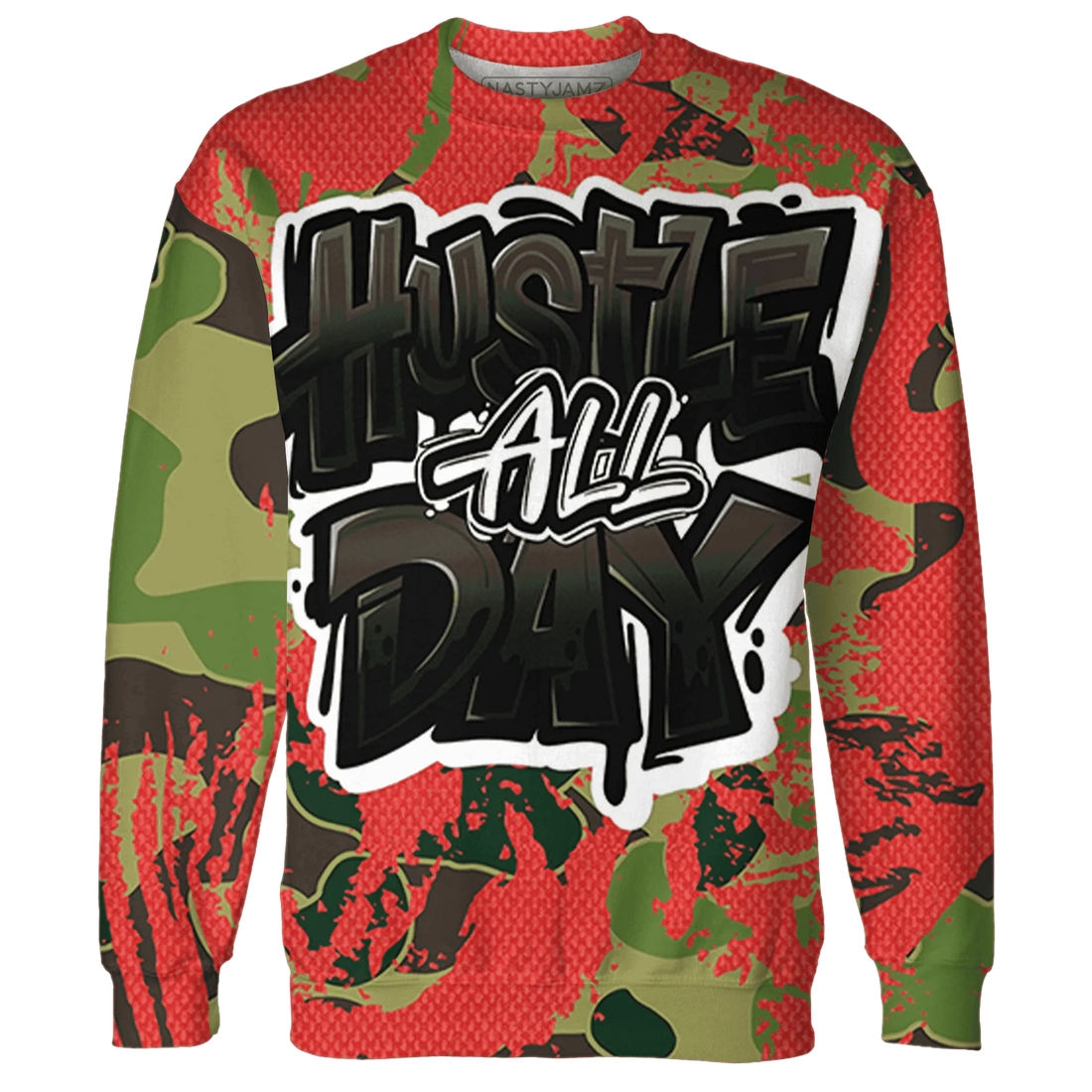 AM-90-Dark-Sage-Solar-Red-NastyJamz-Sweatshirt-Match-Hustle-All-Day-3D