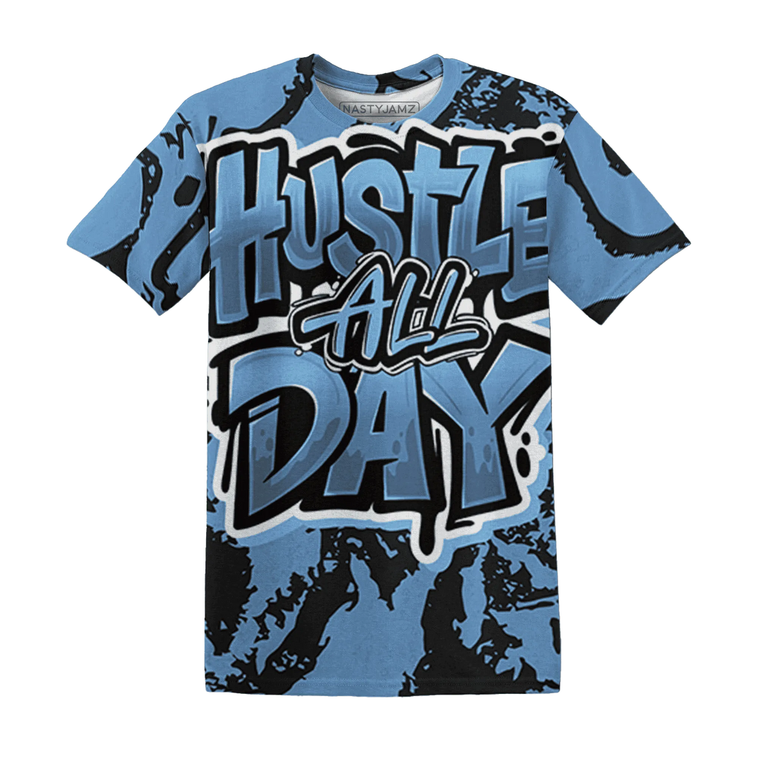 AM-Plus-Black-Univercitii-Blue-T-Shirt-Match-Hustle-All-Day-3D