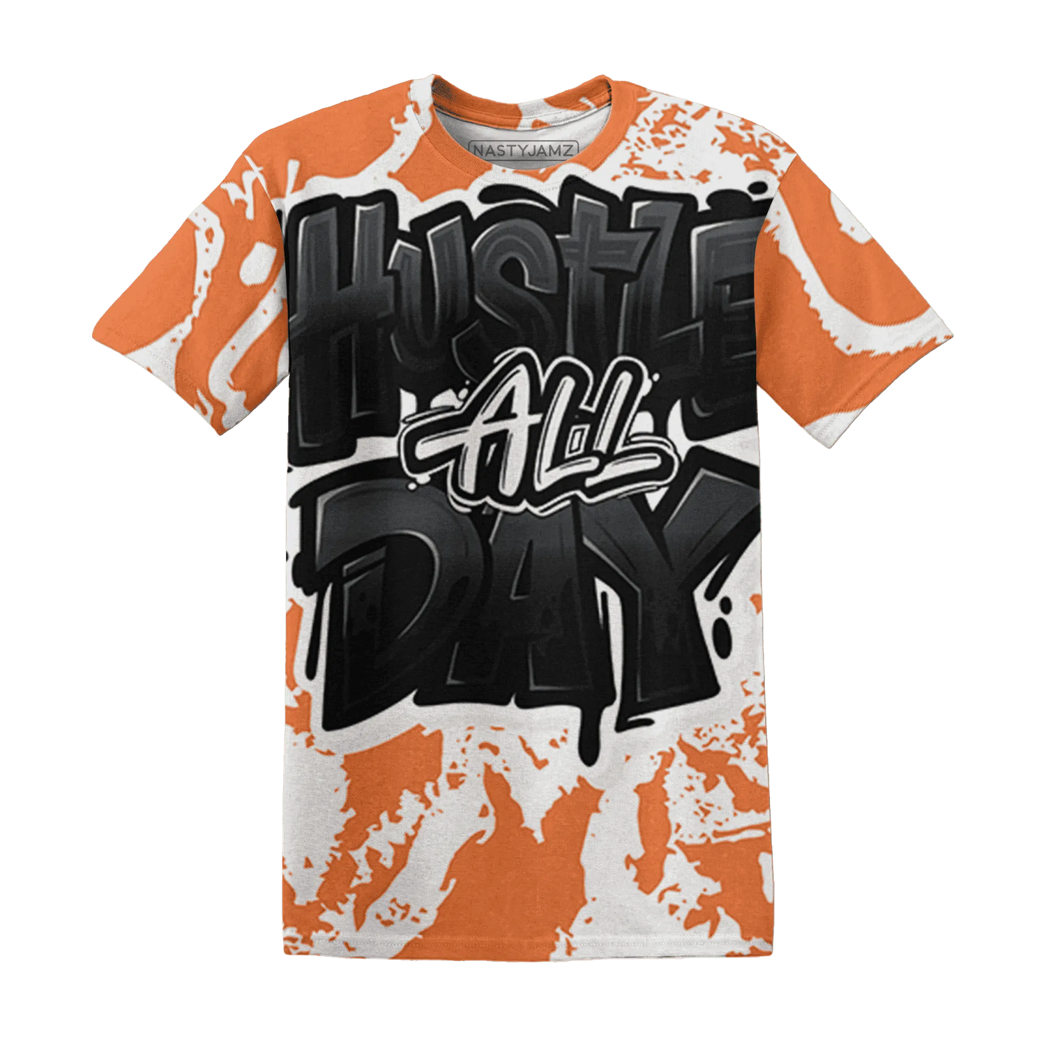 AM-TW-White-Orange-T-Shirt-Match-Hustle-All-Day-3D