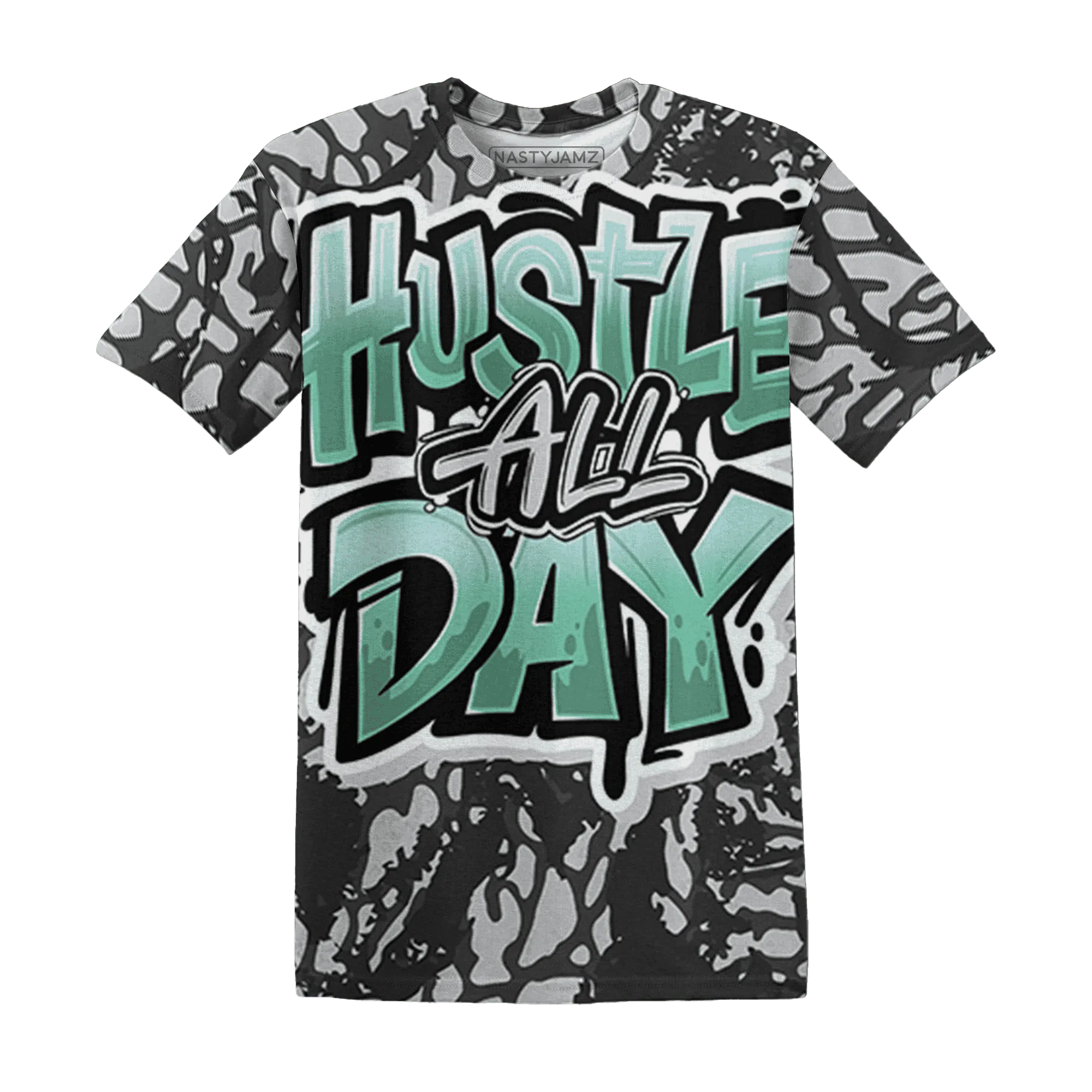 Green-Glow-3s-T-Shirt-Match-Hustle-All-Day-3D