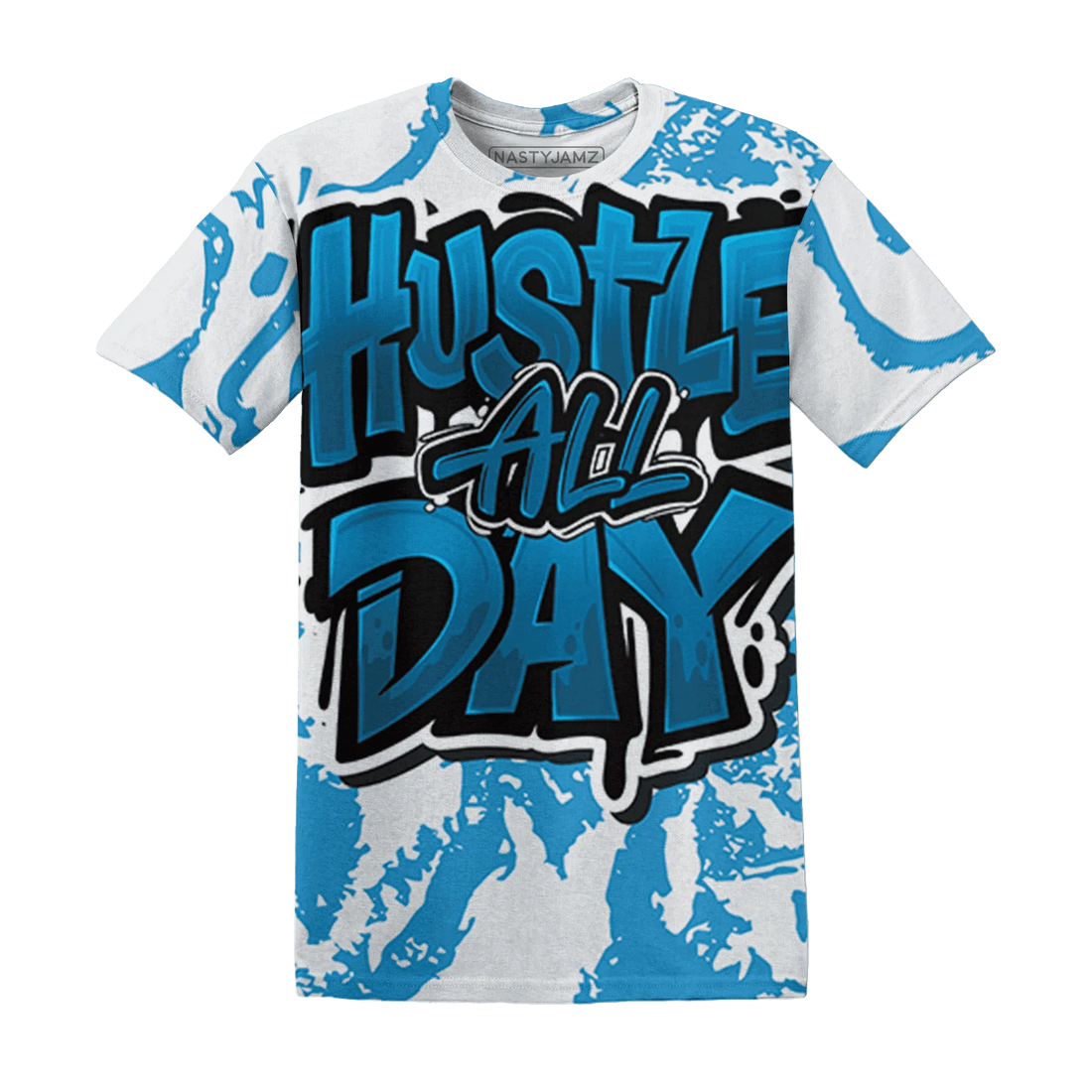 Powder-Blue-9s-T-Shirt-Match-Hustle-All-Day-3D