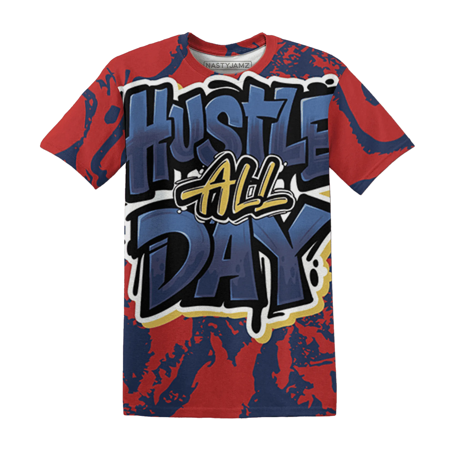 VaporMax-Air-Plus-Midnight-Navy-Gold-Black-T-Shirt-Match-Hustle-All-Day-3D