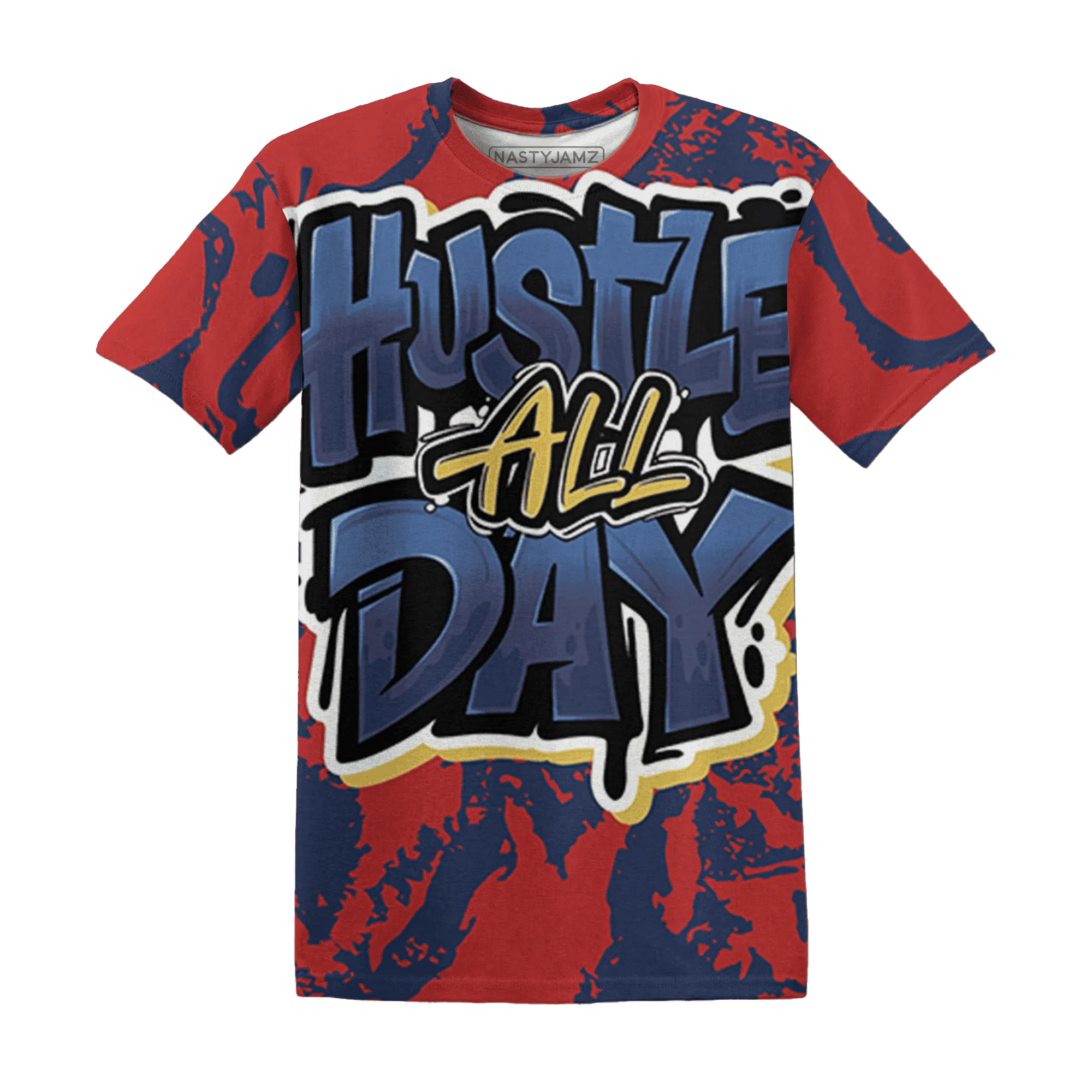 VaporMax-Air-Plus-Midnight-Navy-Gold-Black-T-Shirt-Match-Hustle-All-Day-3D