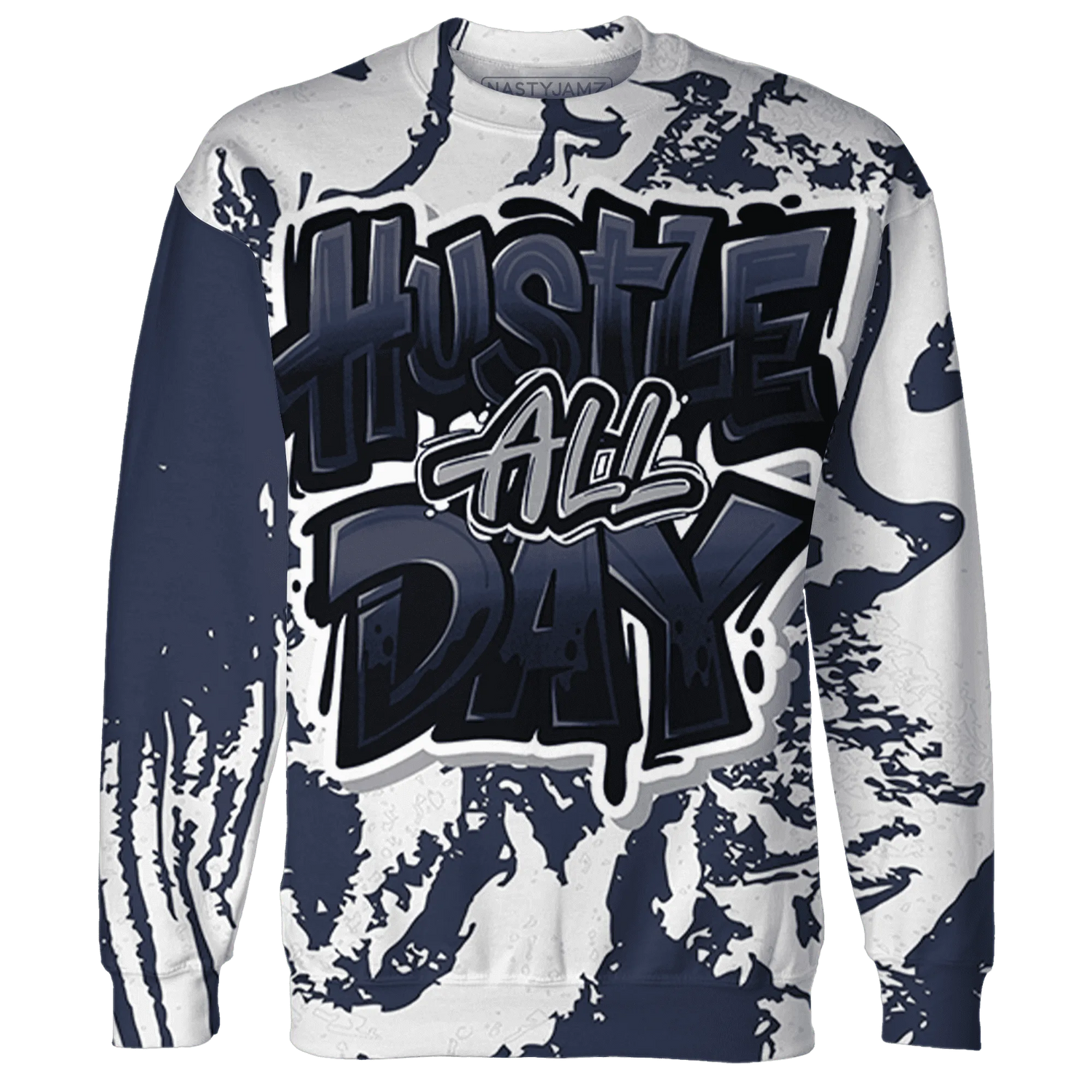 VaporMax-Plus-Midnight-Navy-White-Metallic-Silver-NastyJamz-Sweatshirt-Match-Hustle-All-Day-3D