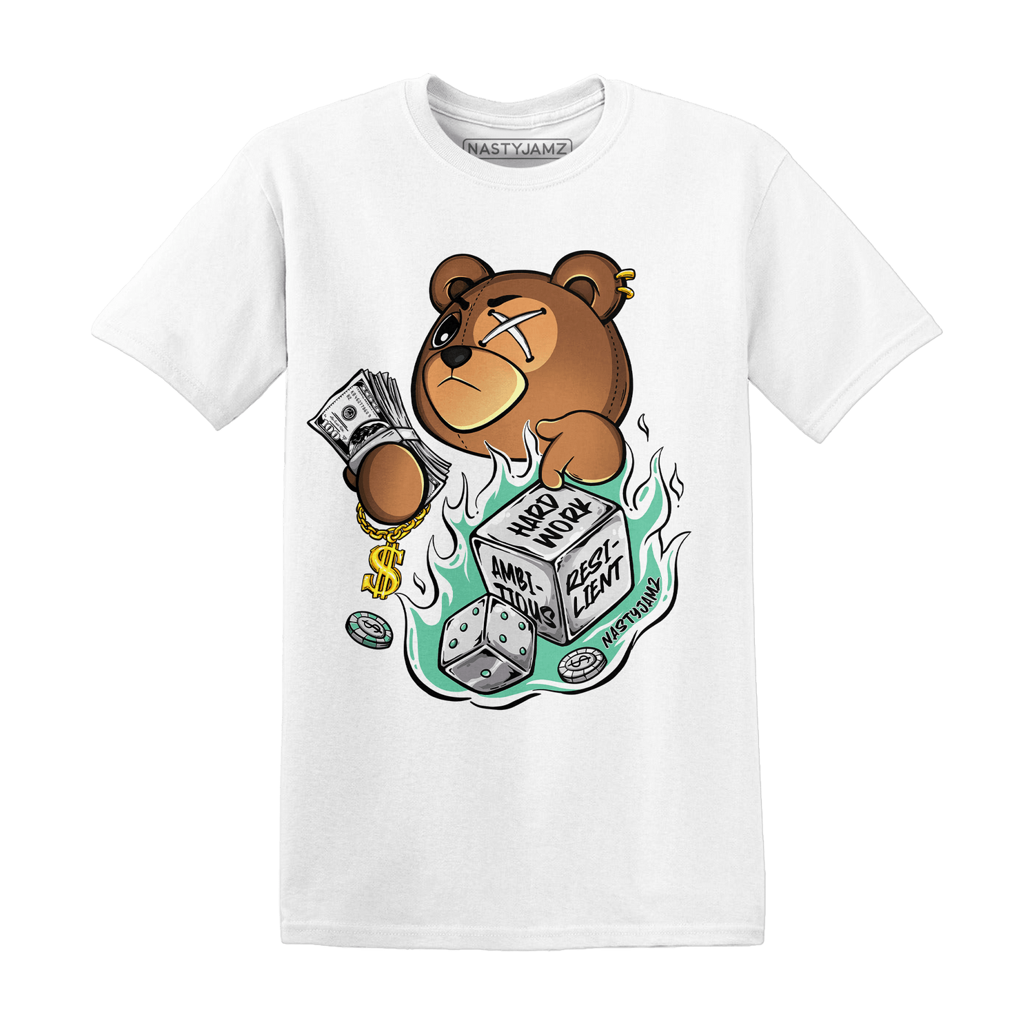 High OG Green Glow 1s T Shirt Match Hustle Casino BER - NastyJamz