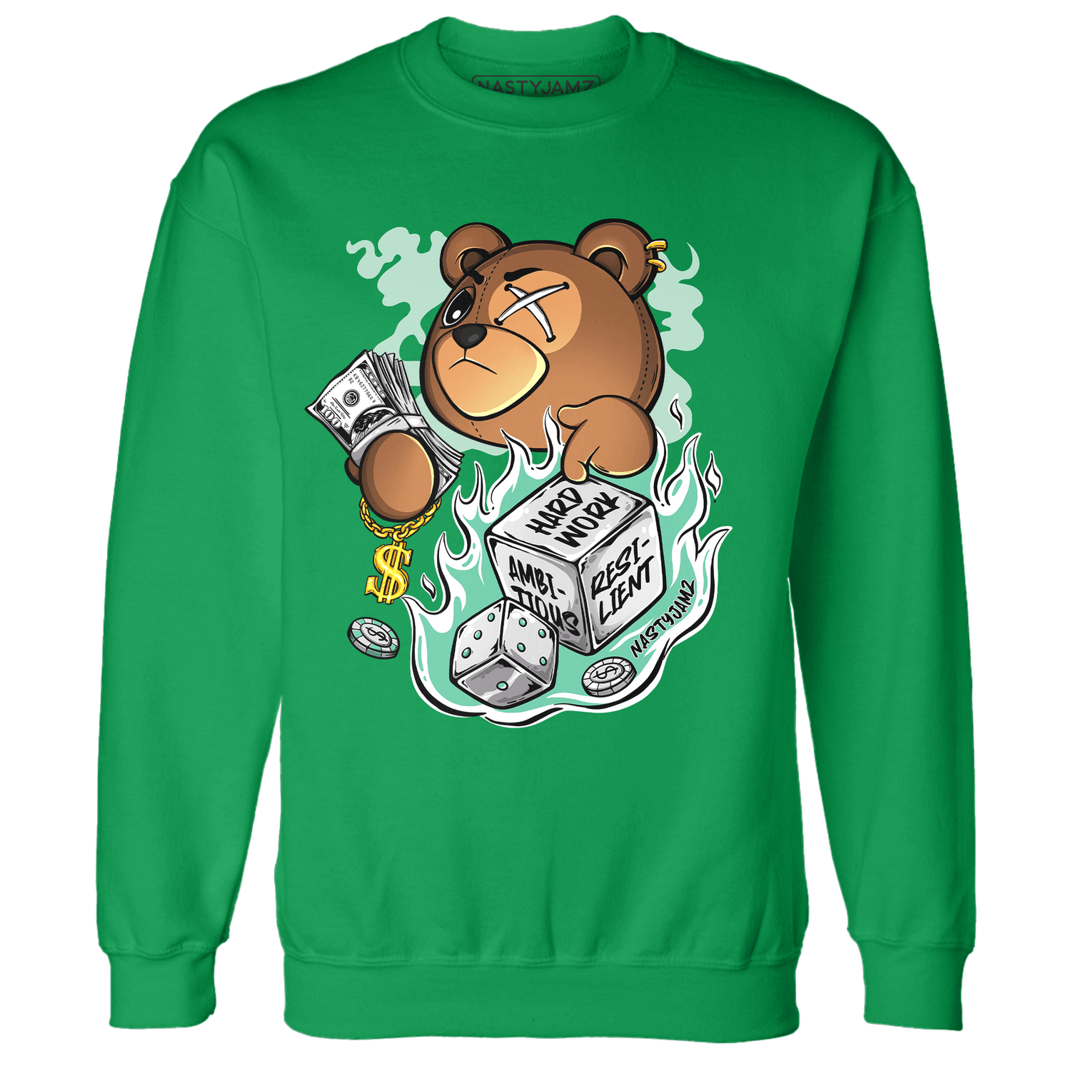 High OG Green Glow 1s Sweatshirt Match Hustle Casino BER - NastyJamz