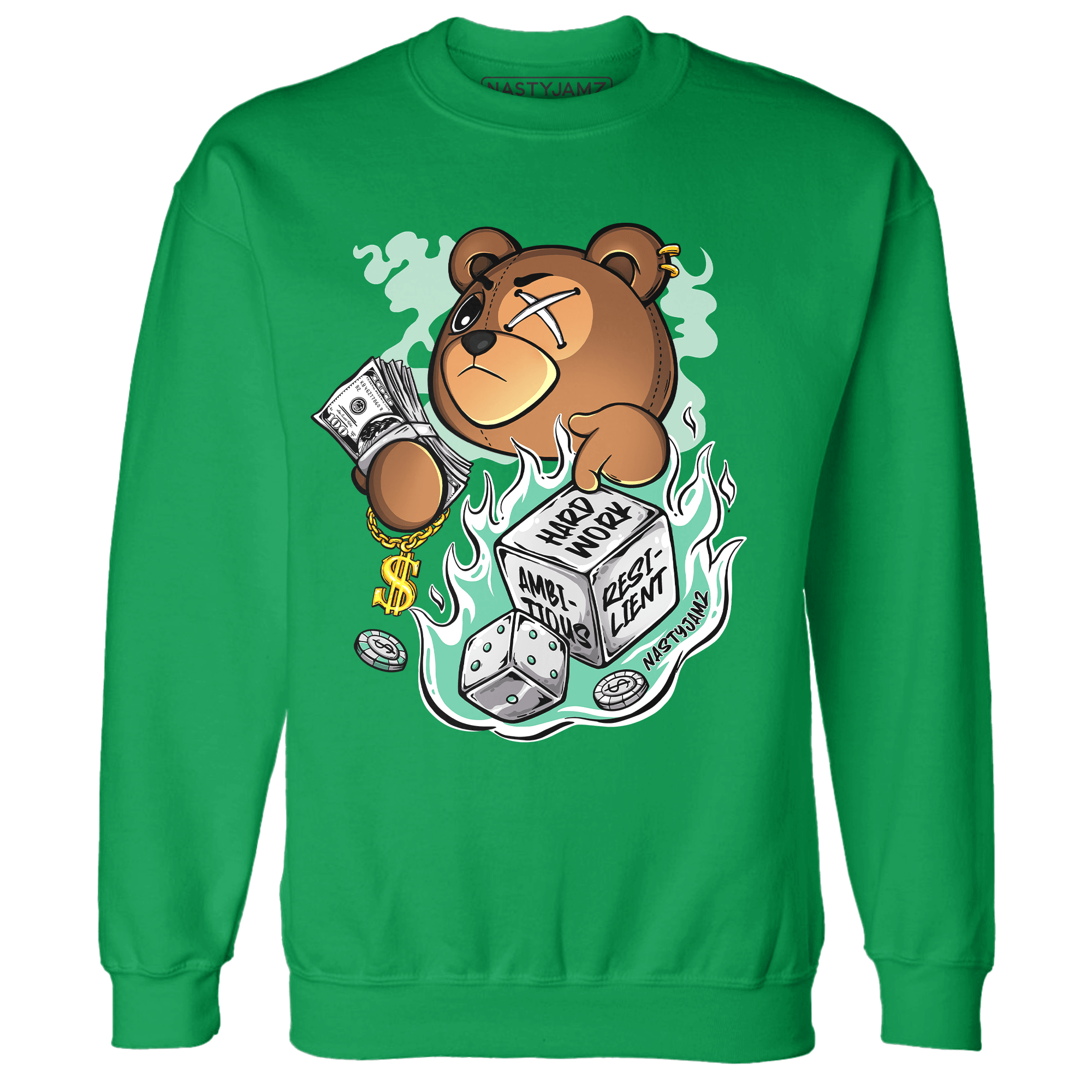 High OG Green Glow 1s Sweatshirt Match Hustle Casino BER - NastyJamz