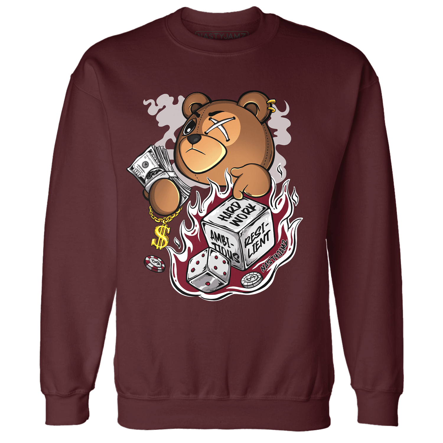 High White Team Red 1s Sweatshirt Match Hustle Casino BER - NastyJamz