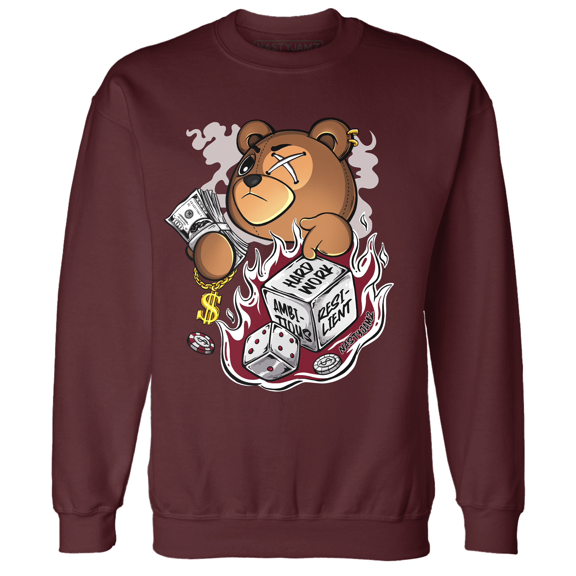 High White Team Red 1s Sweatshirt Match Hustle Casino BER - NastyJamz